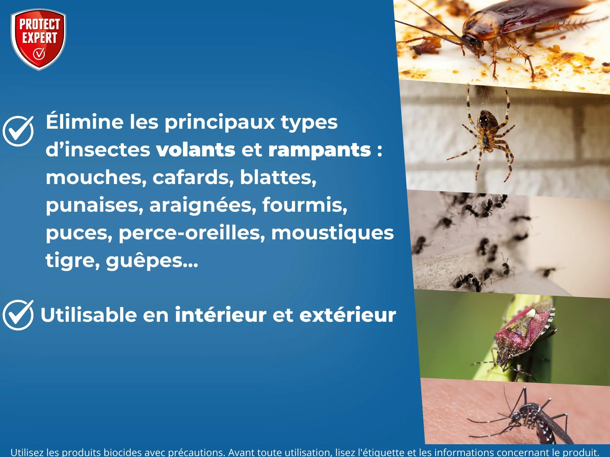 PROTECT EXPERT Foudroyant Insectes Volants & Rampants 750ml Action Curative Et Préventive
