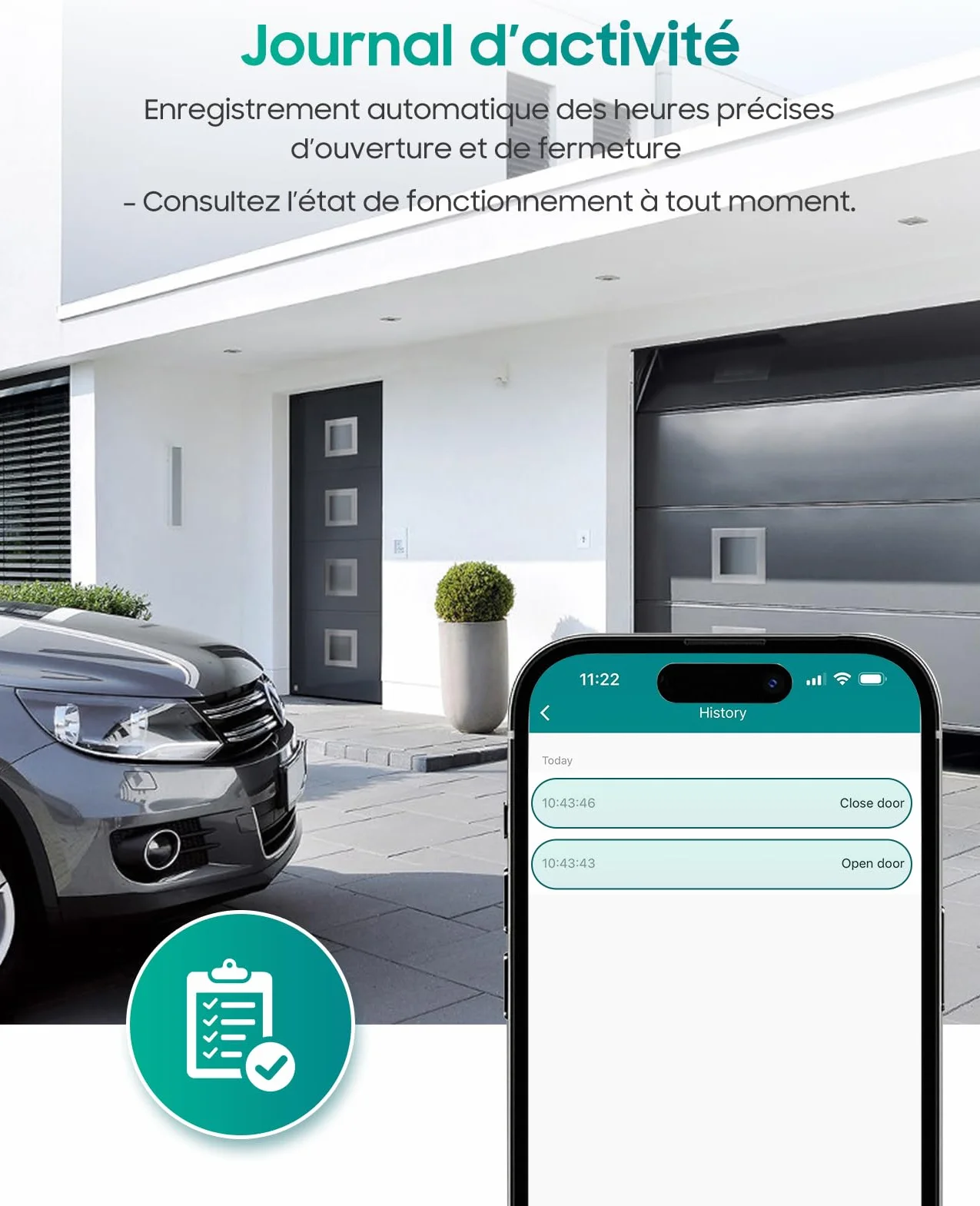 Yomogi Ouvre-Porte de Garage Wi-Fi, Module d’interrupteur Connecté de Garage, Contrôle Vocale et Programmation, Compatible Alexa/Google Home/Smartlife, Facile Installation