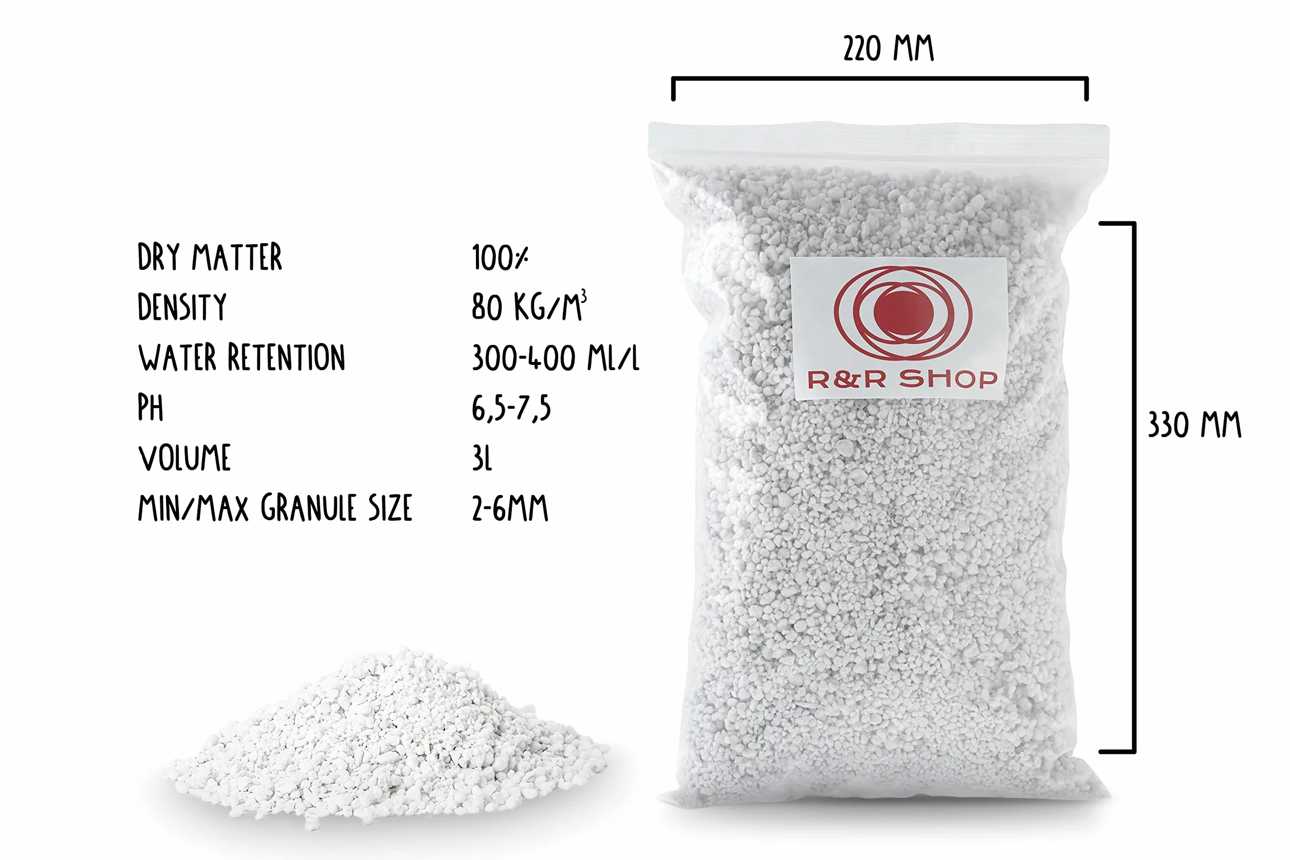 Perlite expansée Moyenne PH Neutre pour Jardinage Germination Ventilation Croissance Plantes 3L
