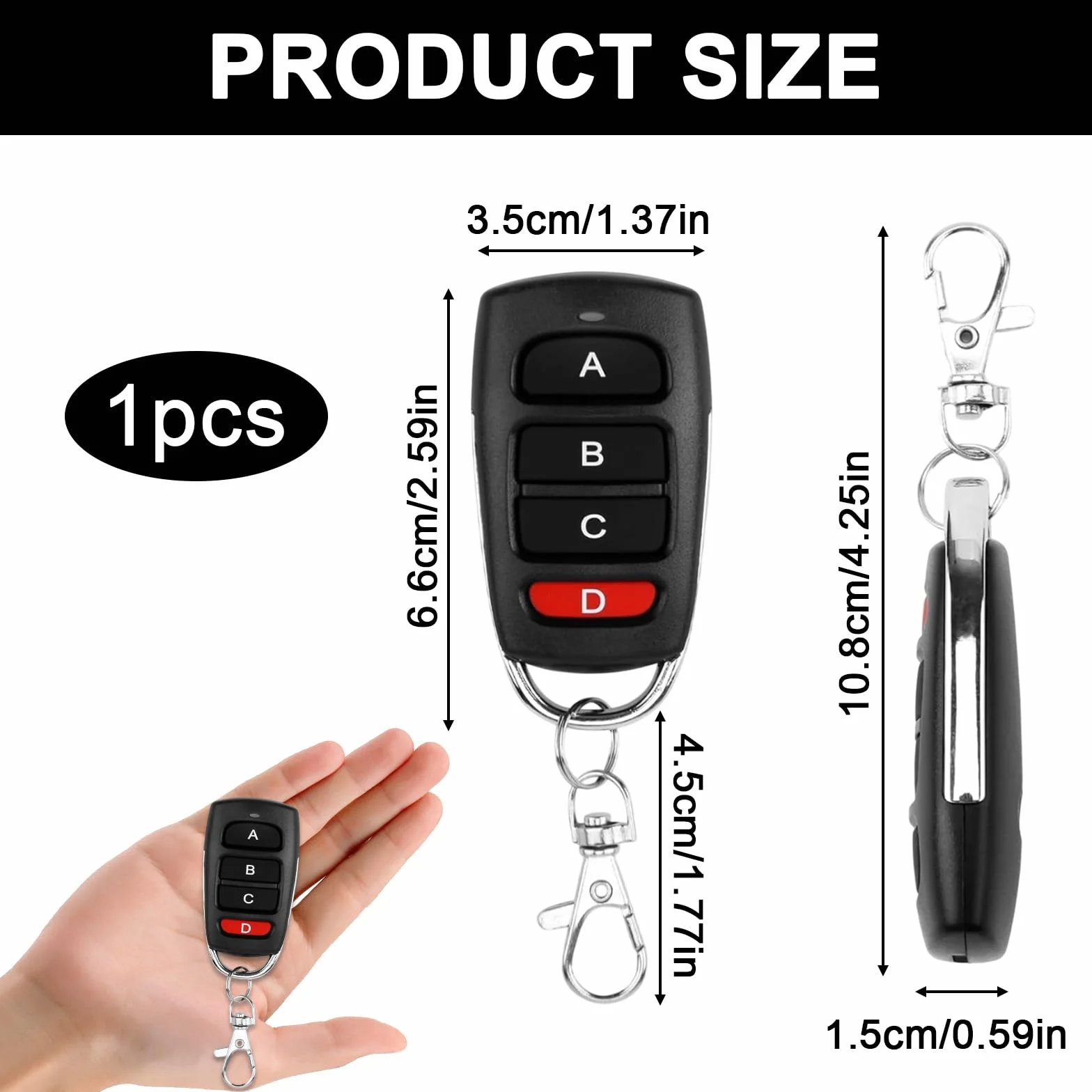 Télécommande universelle pour porte de garage, 433,92 MHz, 433 MHz, 433 MHz, avec porte-clés, pour voitures, portes de garage, portails, interrupteur de volet roulant
