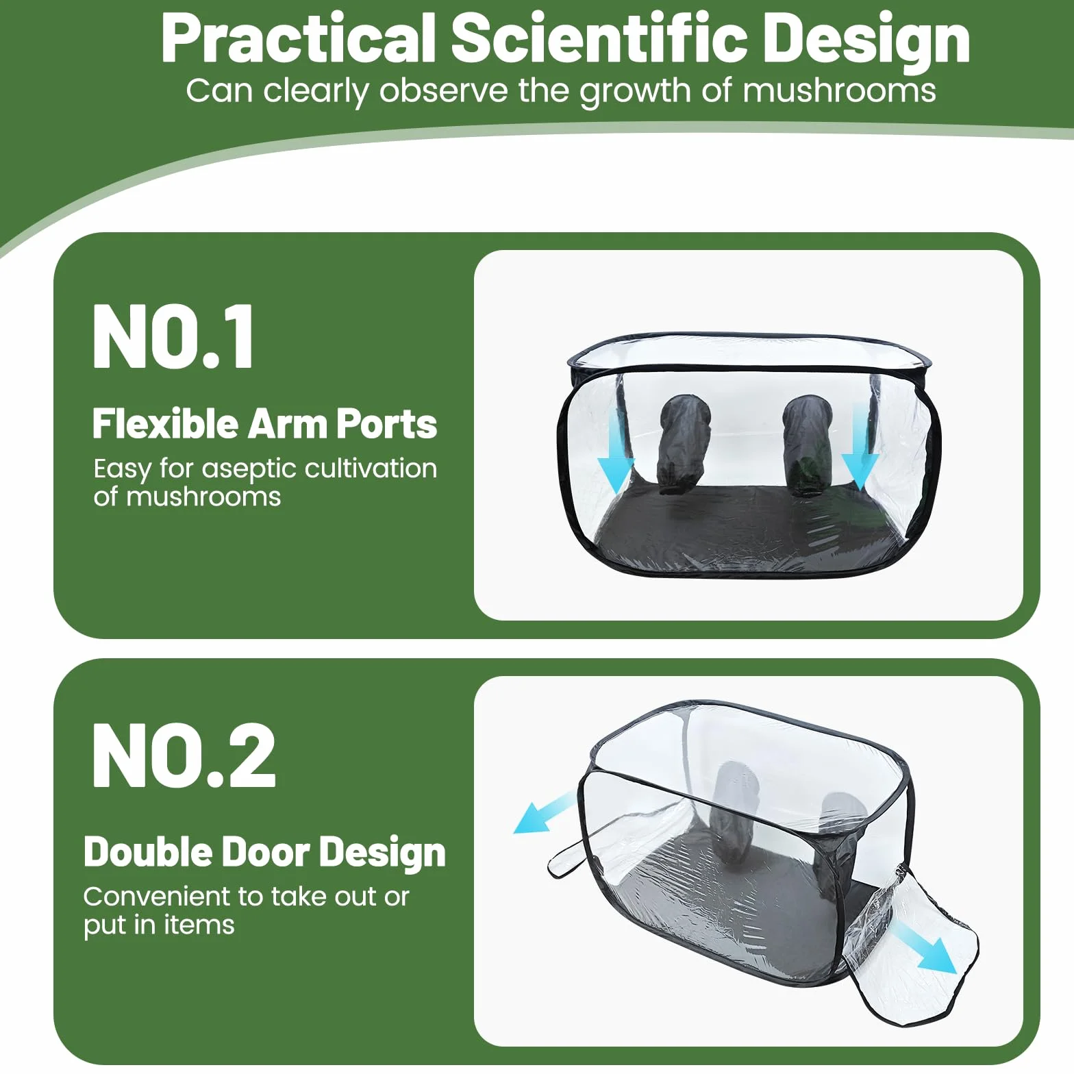 Tente de culture de champignons Still Air Box 90 x 60 x 60 cm transparente pliable avec gants