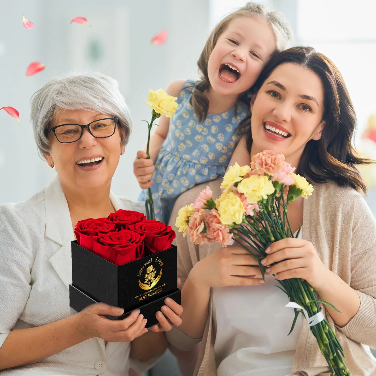 Rose Éternelle dans une Boîte Cadeau Personnalisé pour Femme Maman Anniversaire Saint Valentin