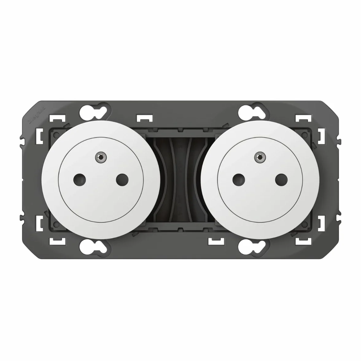 LEGRAND Prise Double Murale 16A avec Terre 2P+T Affleurante Fond Rétractable Blanc
