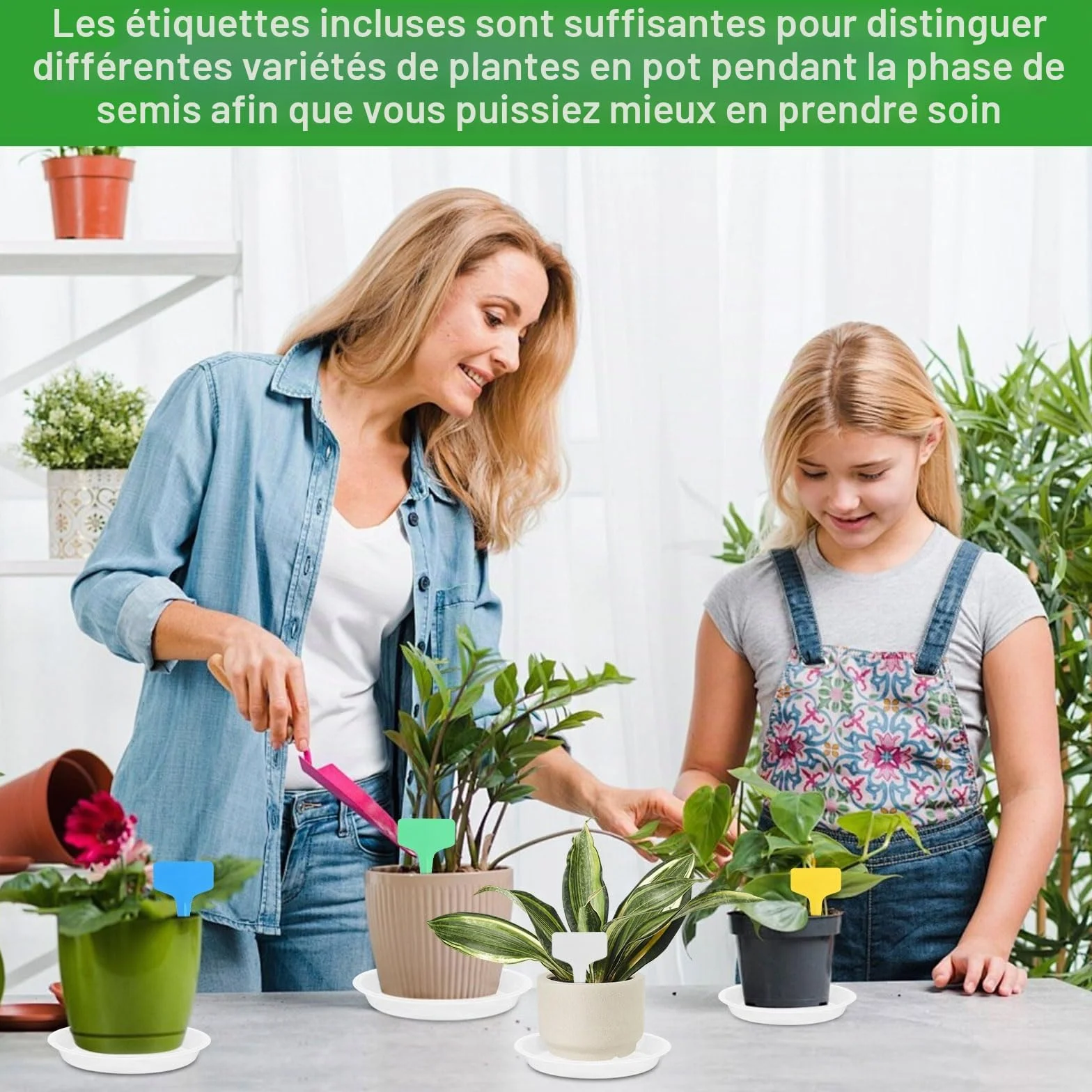 16 Pièces Coupelle Pot de Fleur Soucoupe Plastique Transparent avec Étiquettes pour Plantes Intérieur Extérieur