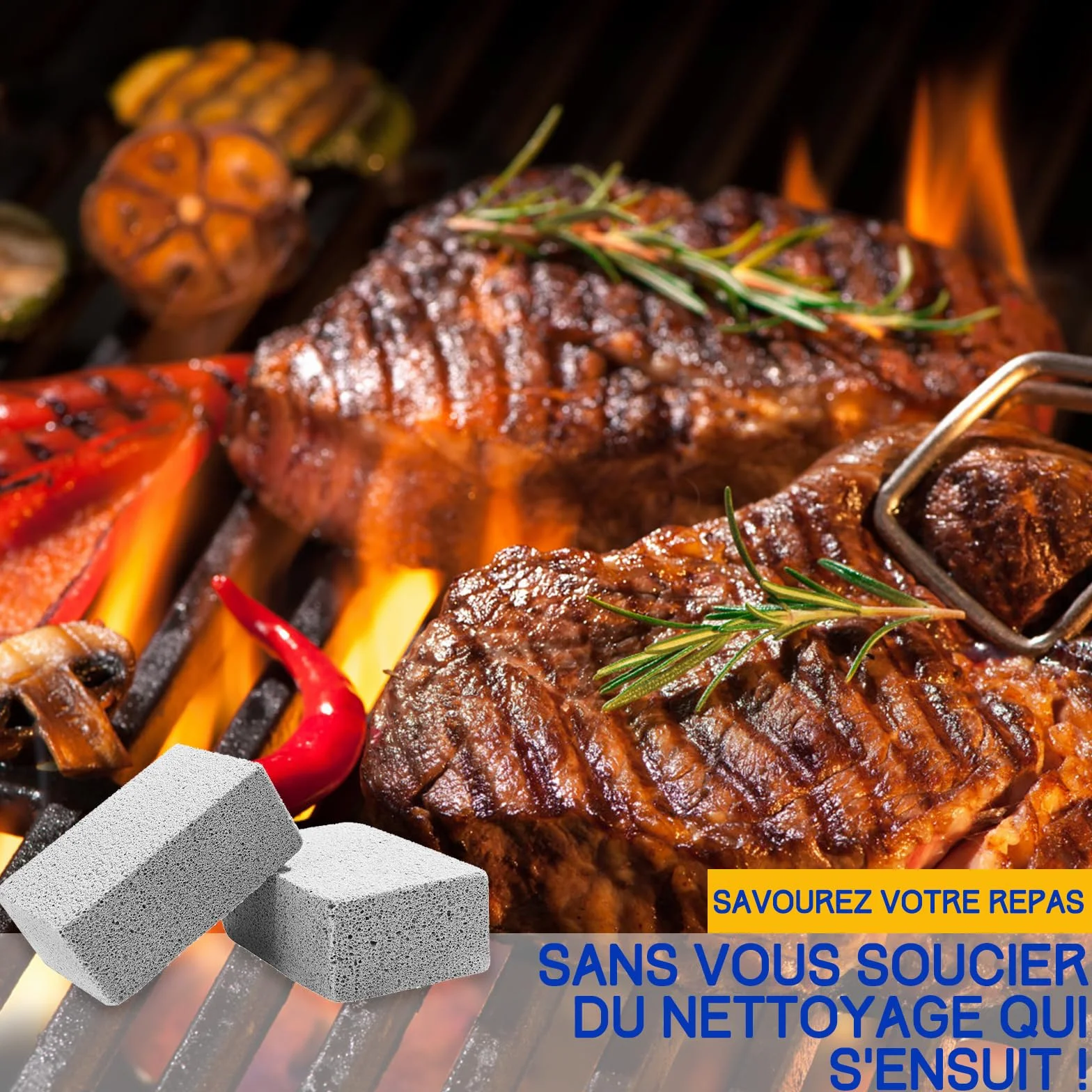 VEGCOO 6Pcs Pierre de Nettoyage pour Barbecue Grille