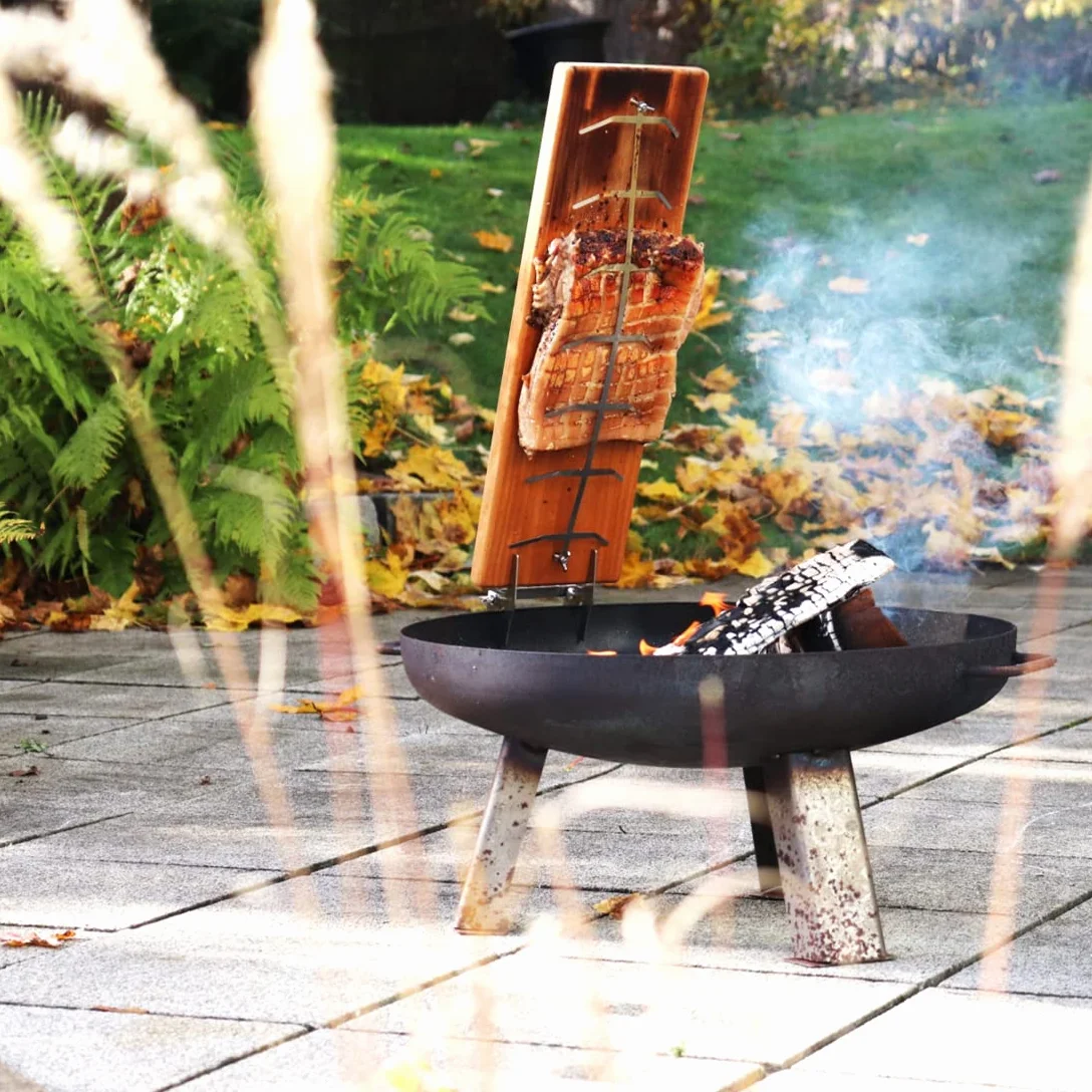 Bargen Premium Planche à Saumon en Hêtre pour Fumer ou Griller avec Support Stable