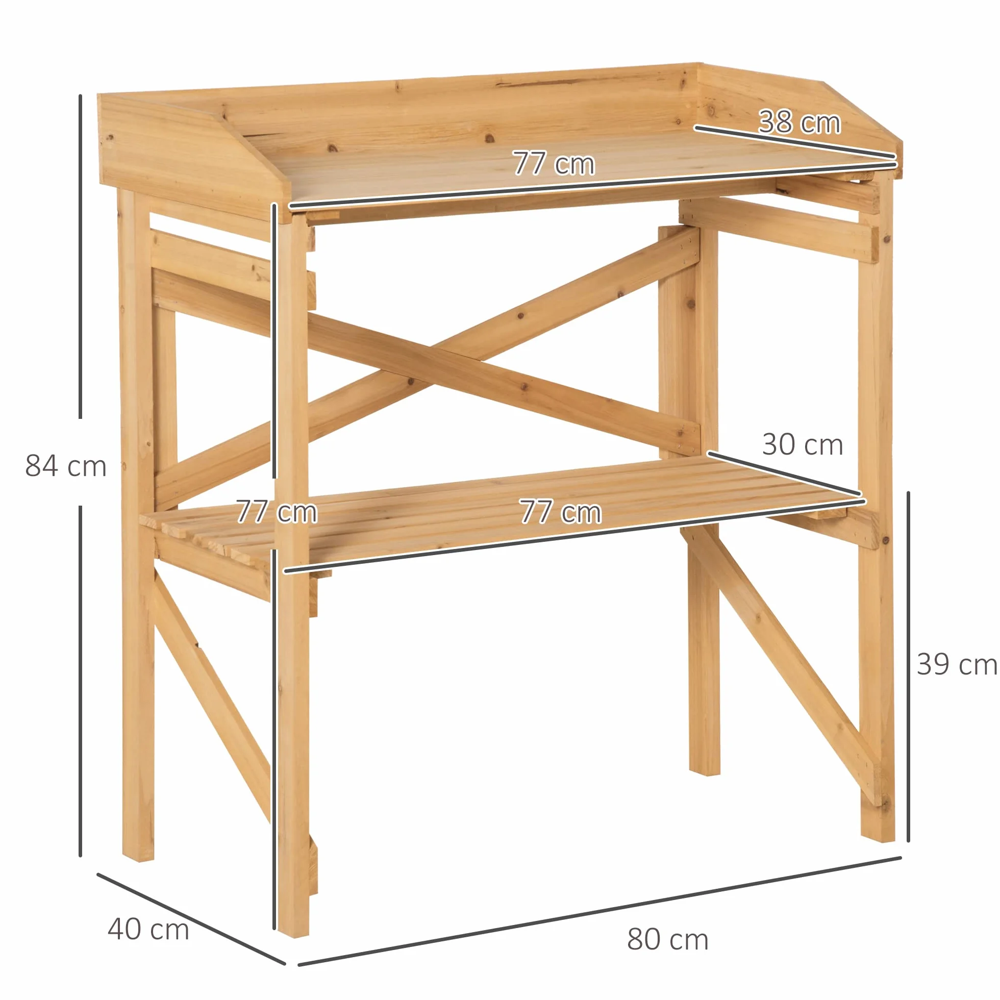 Outsunny Table de rempotage Plateau avec rebords Bois Sapin pré-huilé