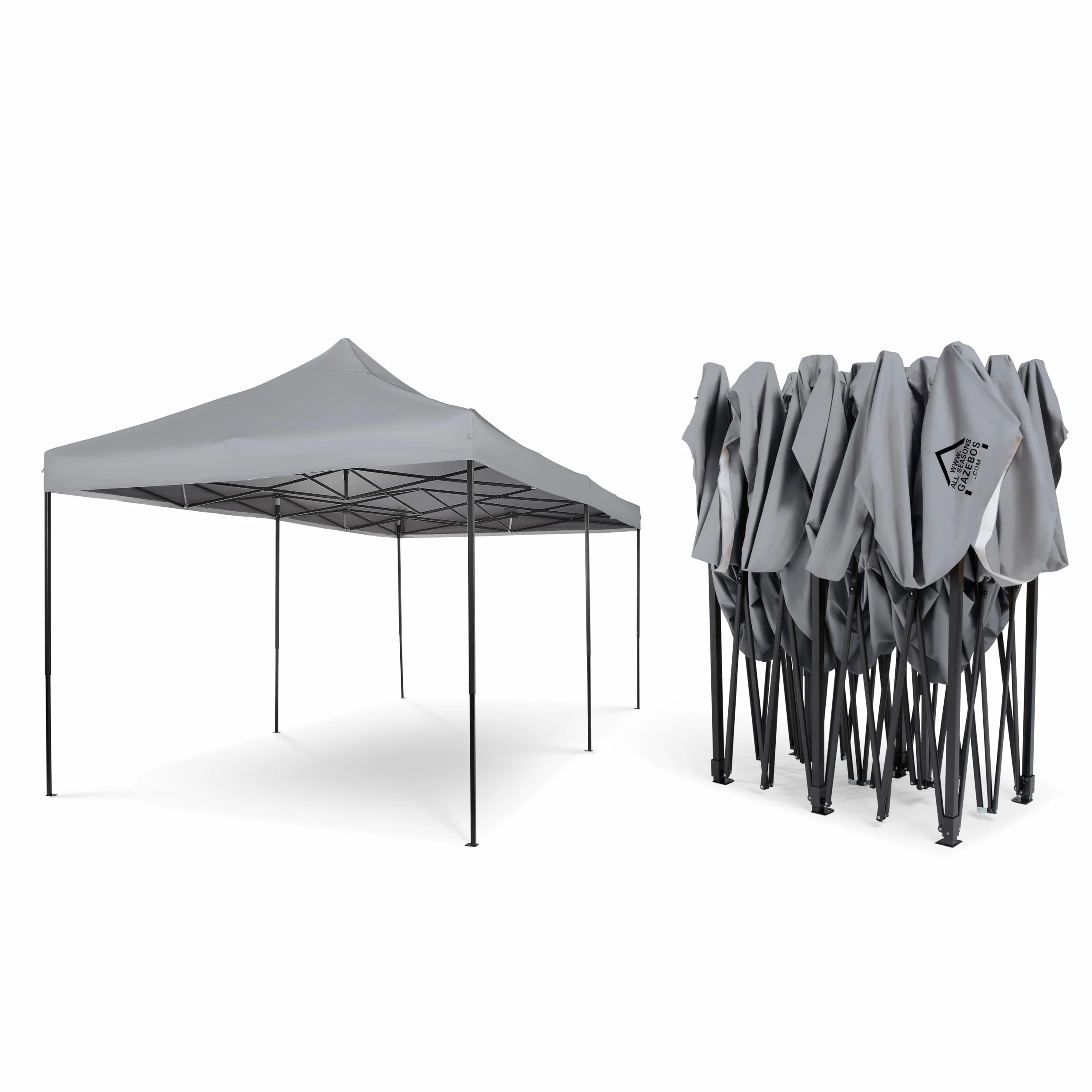 Tonnelle Pliante 3x6m avec Accessoires, Entièrement Étanche Gris Métallisé