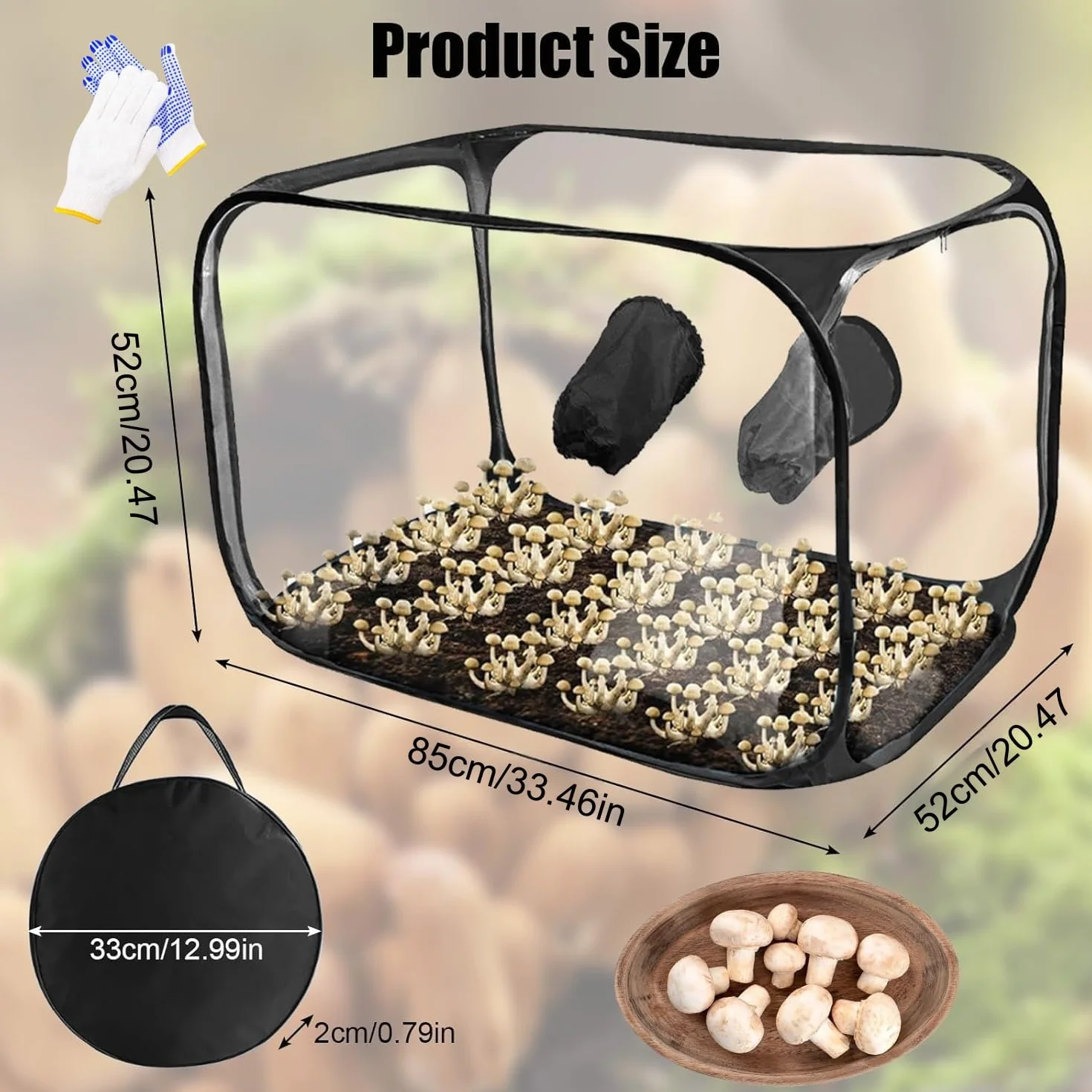 Kit de culture de champignons pliable, Still Air Box 85x52x52 cm tente transparente pop-up portable