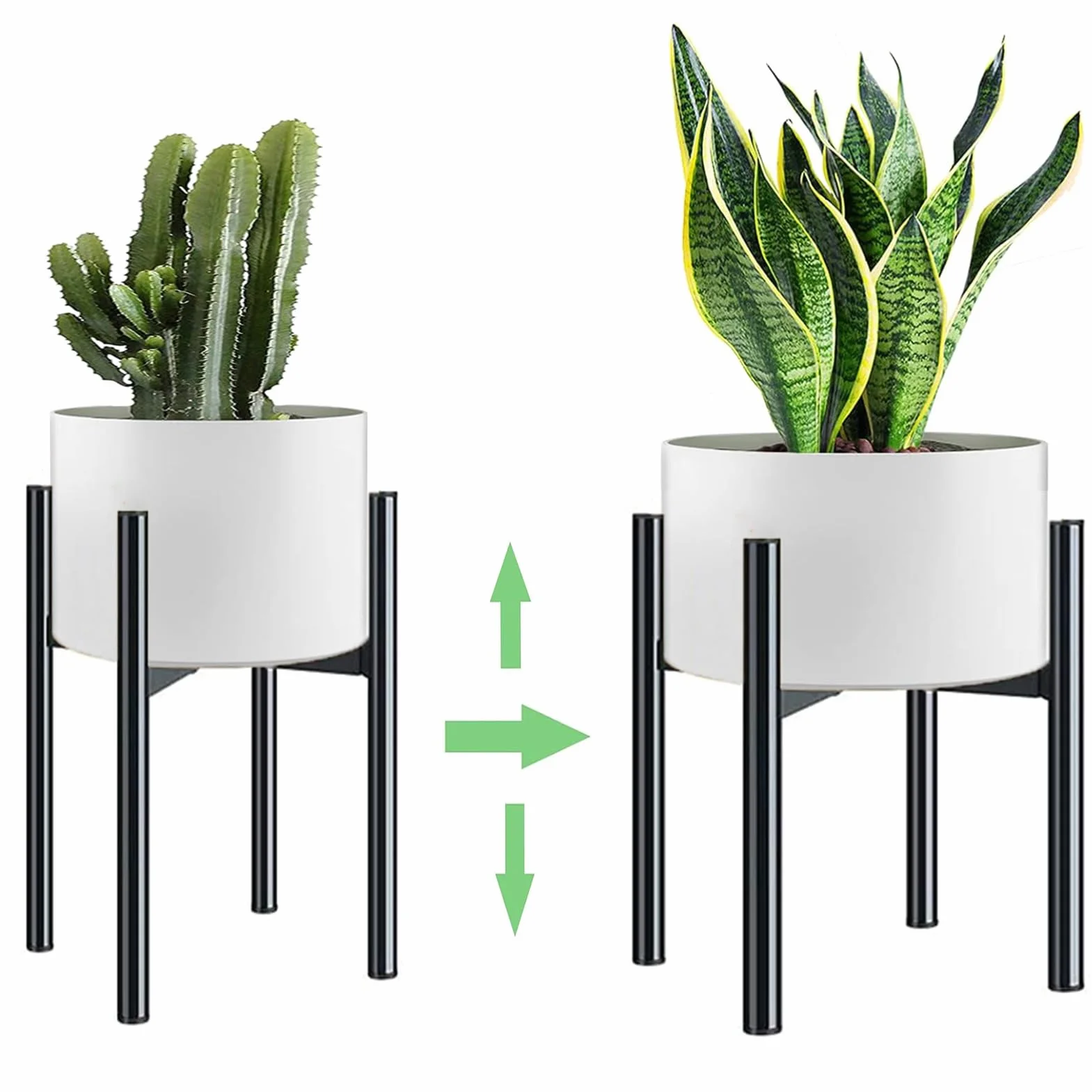 Support Plantes Intérieur Réglable 24-36 cm Noir Porte Métal Universel Pots 20-30 cm