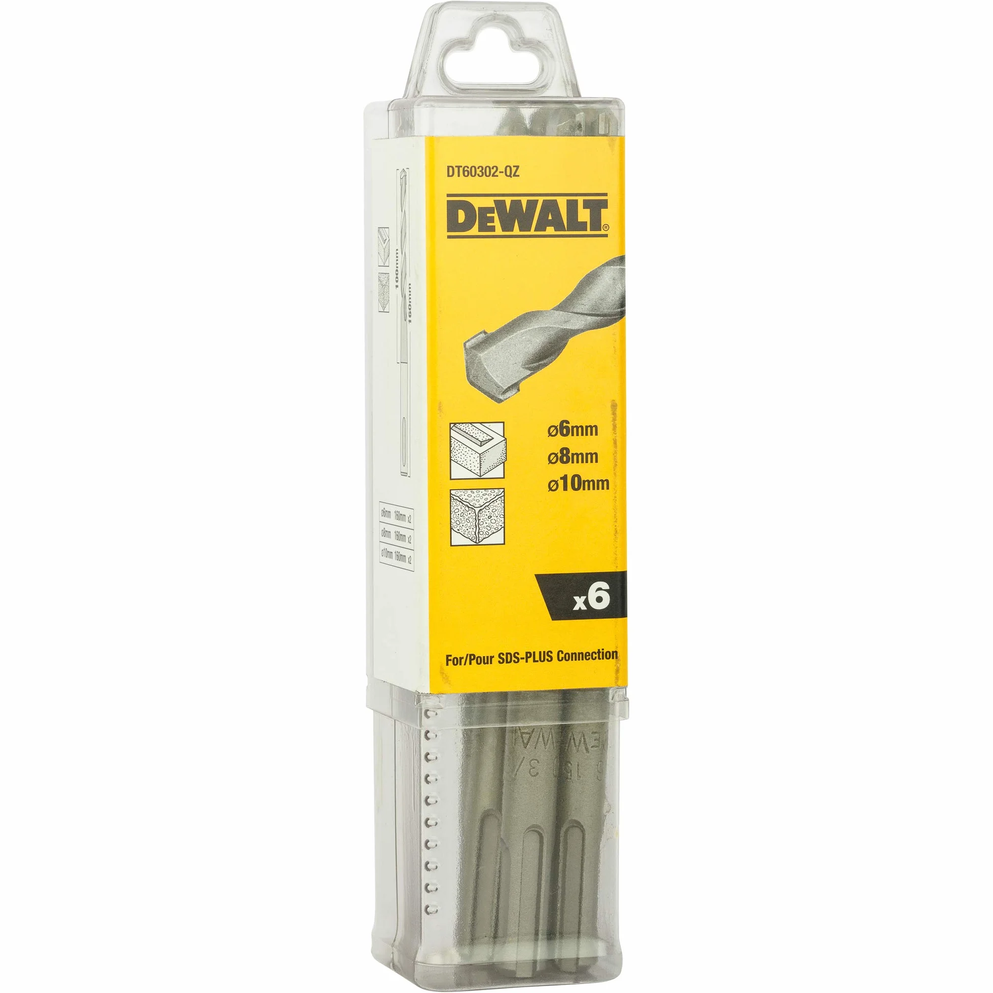 DEWALT Jeu 6 Forets SDS-PLUS DT60302-QZ Ø6-10mm Perçage Béton