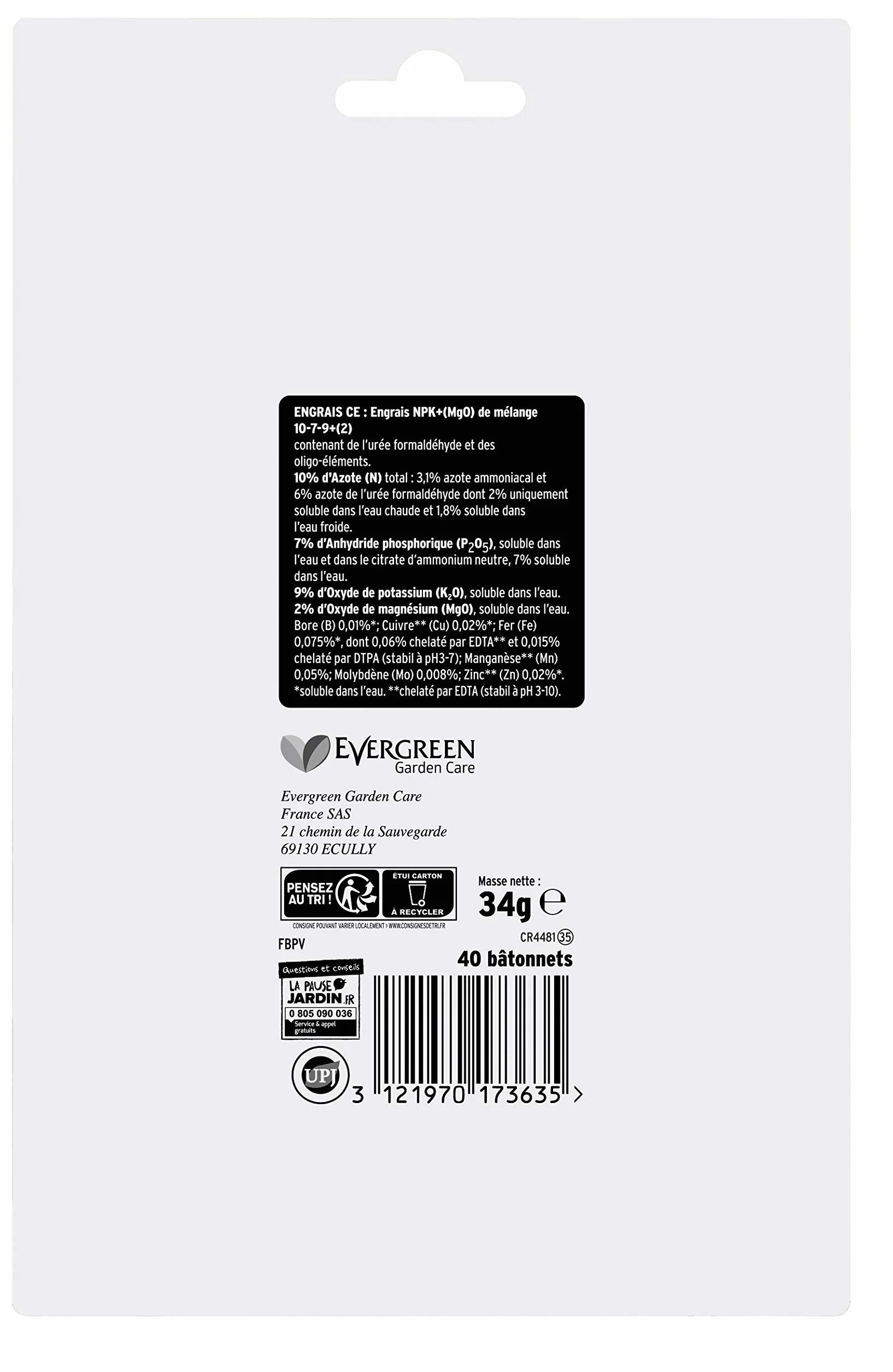 FERTILIGÈNE Bâtonnets Nutritifs Plantes Vertes 30 Bâtonnets – Nutrition 8 Semaines Action Progressive