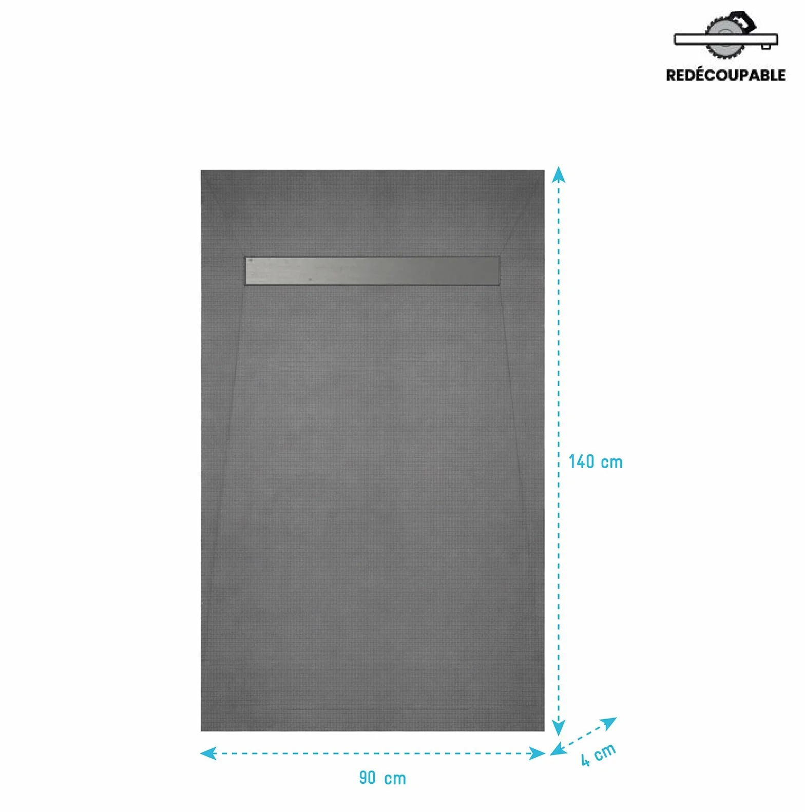 RECEVEUR DE DOUCHE A CARRELER 90x140CM RECOUPABLE AVEC BONDE CANIVEAU