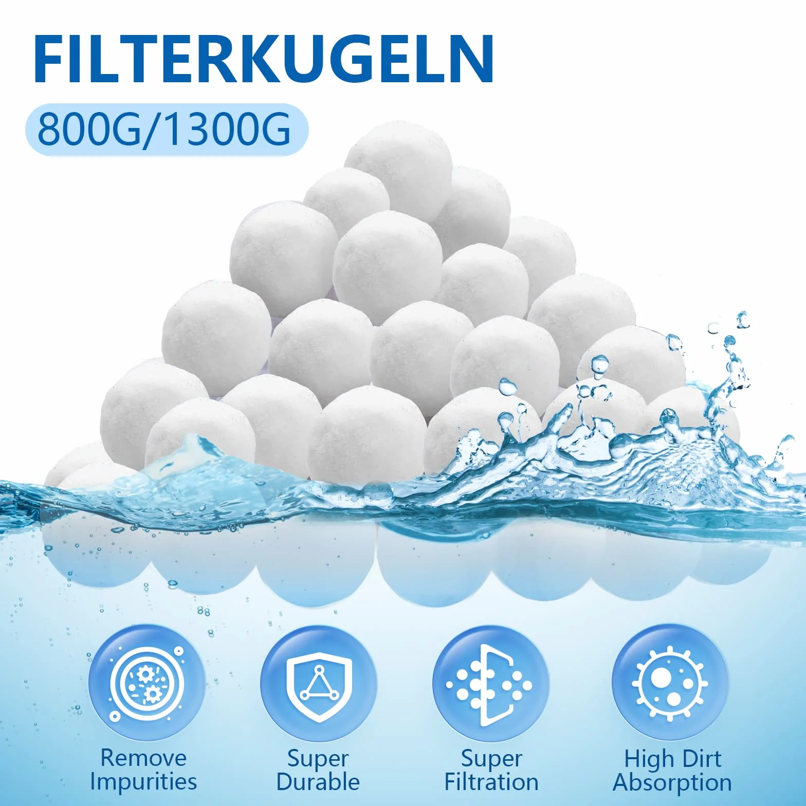 800g Balle Filtrante Piscine Réutilisables Alternative Sable Filtrant
