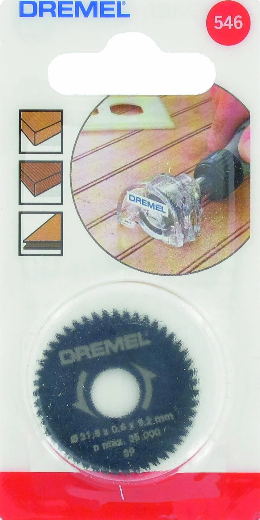 Dremel Lame Rip & Cross Cut 546, disque à tronçonner à 2 outils rotatifs pour couper le bois et le stratifié, diamètre de travail 31,8 mm, profondeur de coupe maximale 6,4 mm