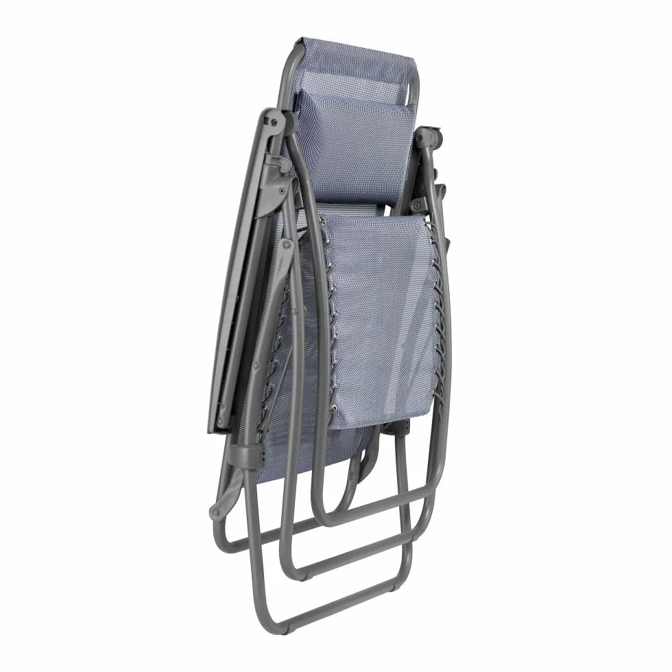 Lafuma Fauteuil Relax Zéro Gravité RT 2 Chaise Longue Pliante Toile Batyline Bleu Ocean