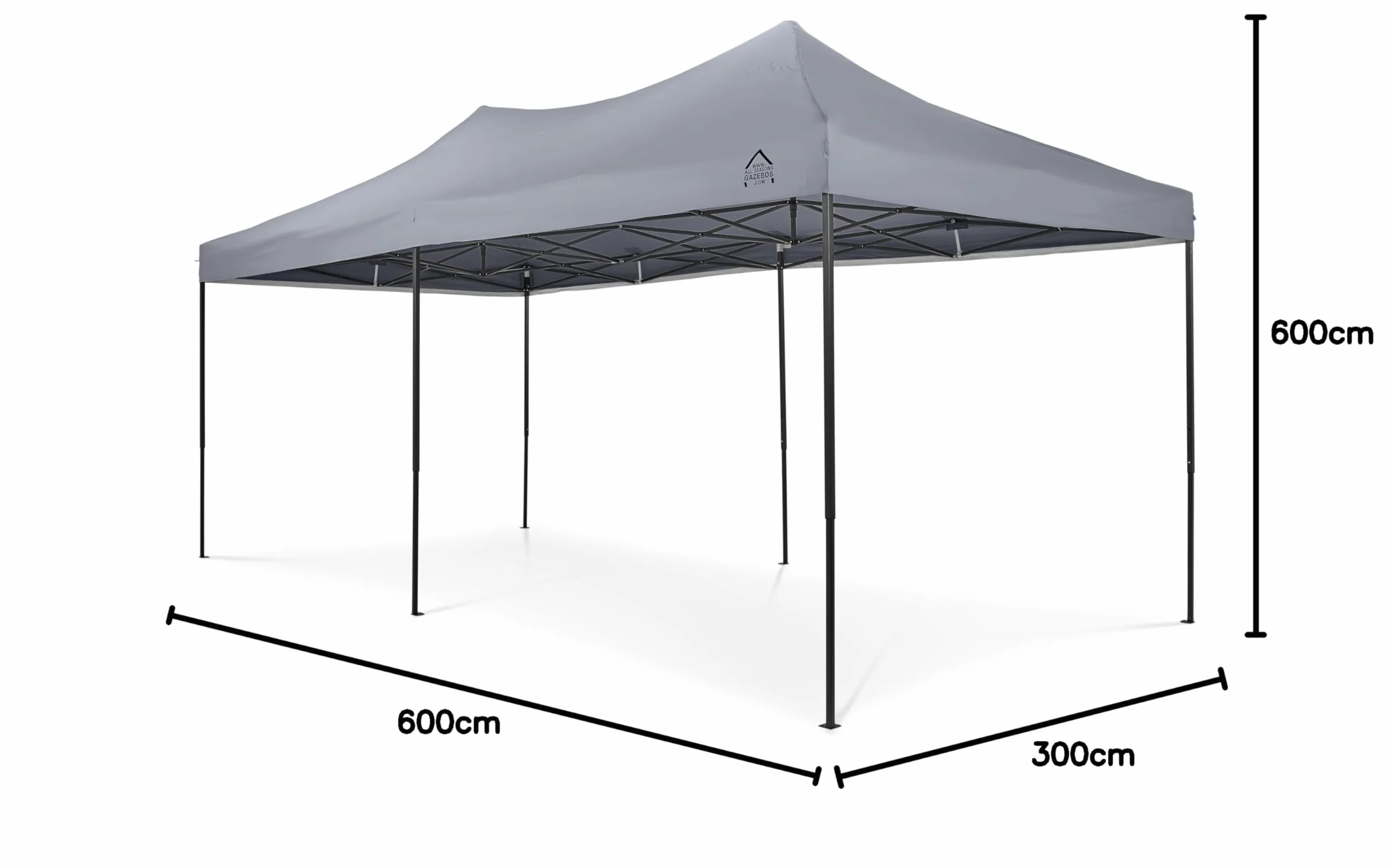Tonnelle Pliante 3x6m avec Accessoires, Entièrement Étanche Gris Métallisé