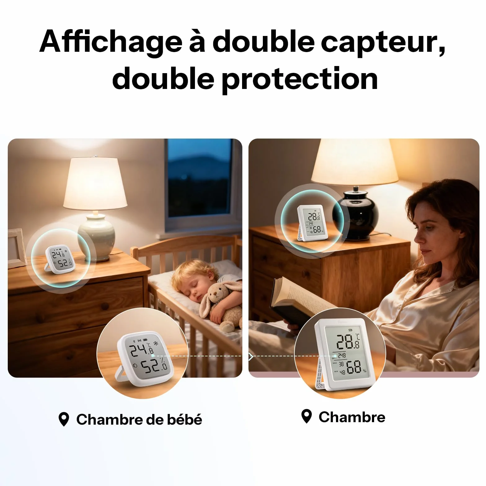 SONOFF AirGuard SNZB-02DR2 Capteur Zigbee Température Humidité Écran LCD 3.6 Pouces Thermomètre Hygromètre Lot de 2