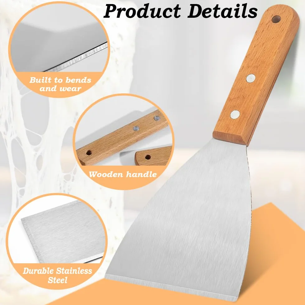 Spatules Plancha INOX 2 Pièces – Grattoir et Spatule Barbecue pour Planchas et Grill