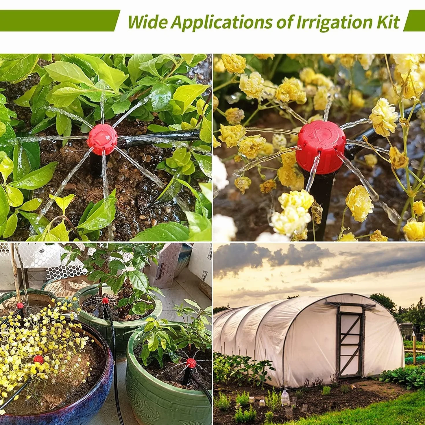KAHEIGN 60Pcs Goutteurs d'eau D'irrigation, Émetteurs Goutte à Goutte Réglables 360 Degrés pour Tube 4mm/7mm