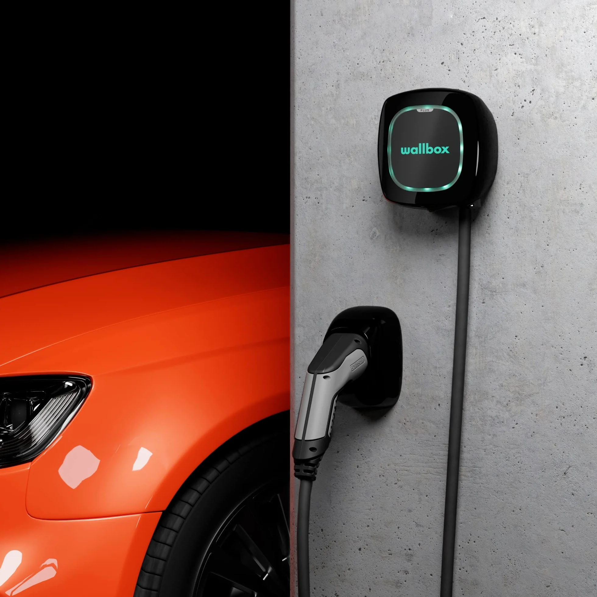 Wallbox Support de Chargeur EV Type 2 - Gestion du Câble de Charge EV Intérieur/Extérieur - Noir