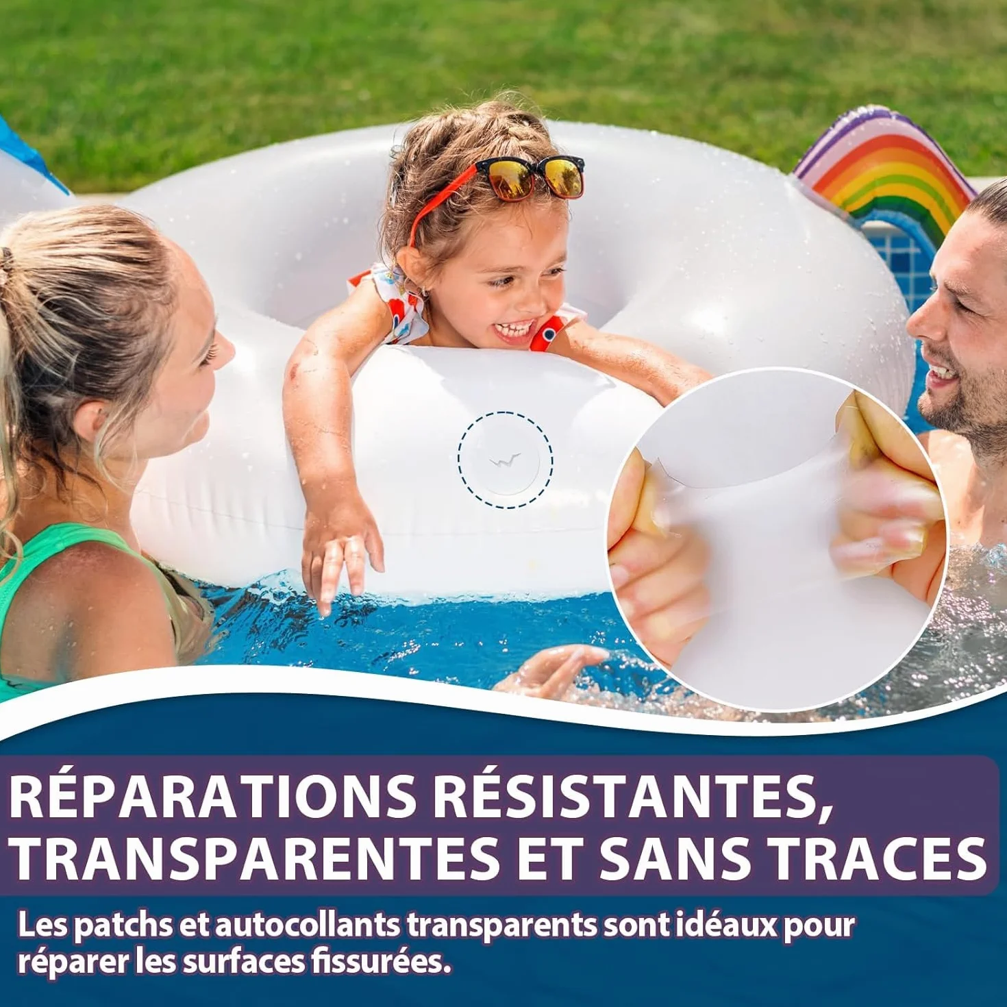 Kit de Réparation Piscine Imperméable Transparent pour PVC ABS EVA Caoutchouc