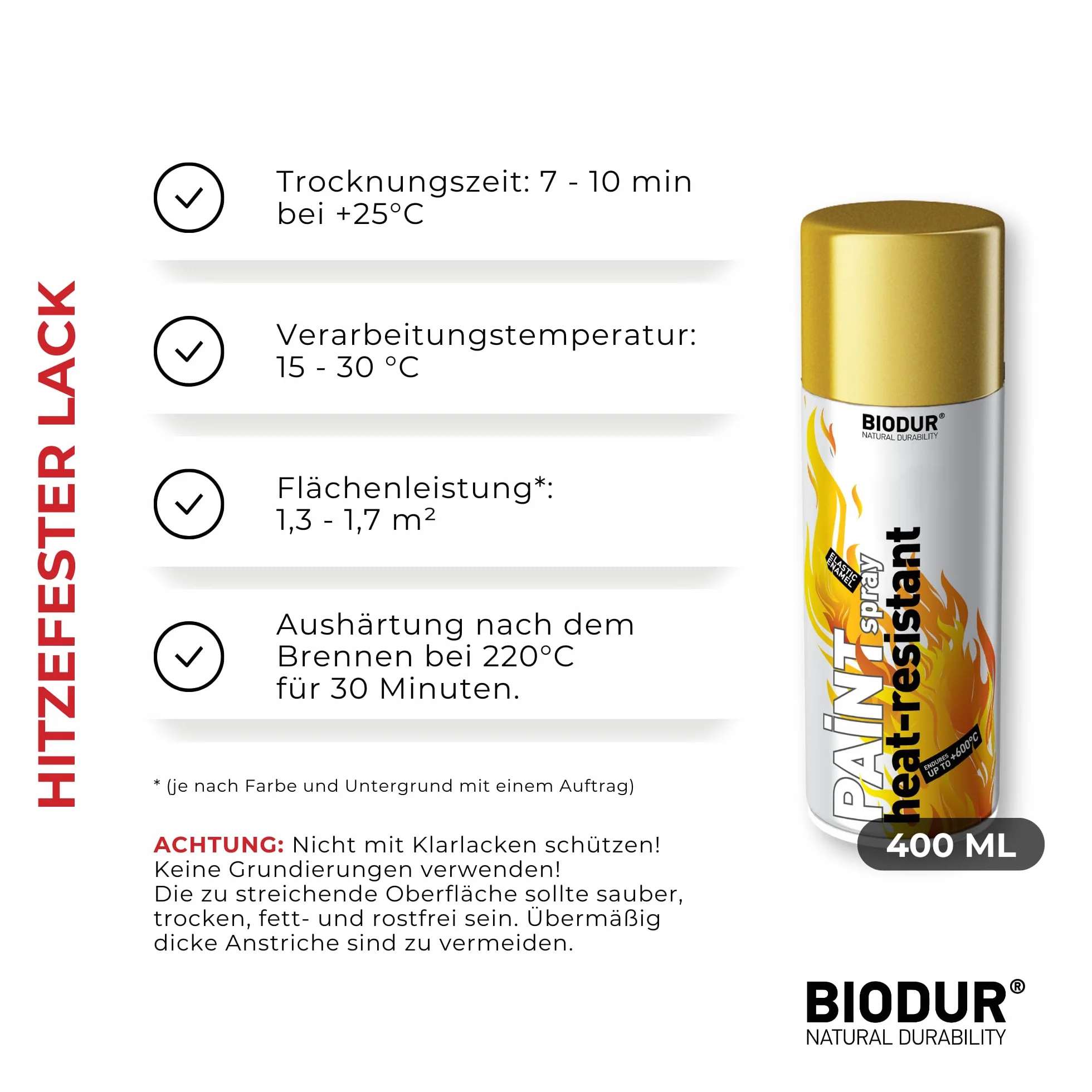 Peinture en spray brillante dorée pour radiateur - Protection contre la corrosion et la rouille - Résistant à la chaleur jusqu'à 400 °C