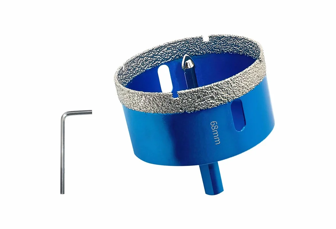 Scie Cloche Diamantée 68mm avec Foret Guidage de Centrage, Professionnelle Foret Diamanté Brasé pour Carrelage, Porcelaine, Verre, Marbre et Céramique
