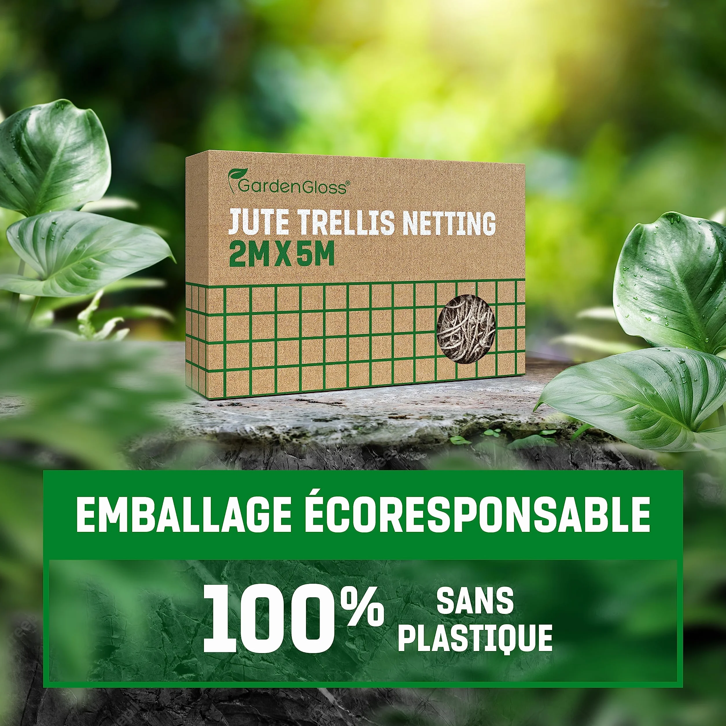 Filet de Jute pour Plantes Grimpantes à Grandes Mailles 2m x 5m 100% Biodégradable