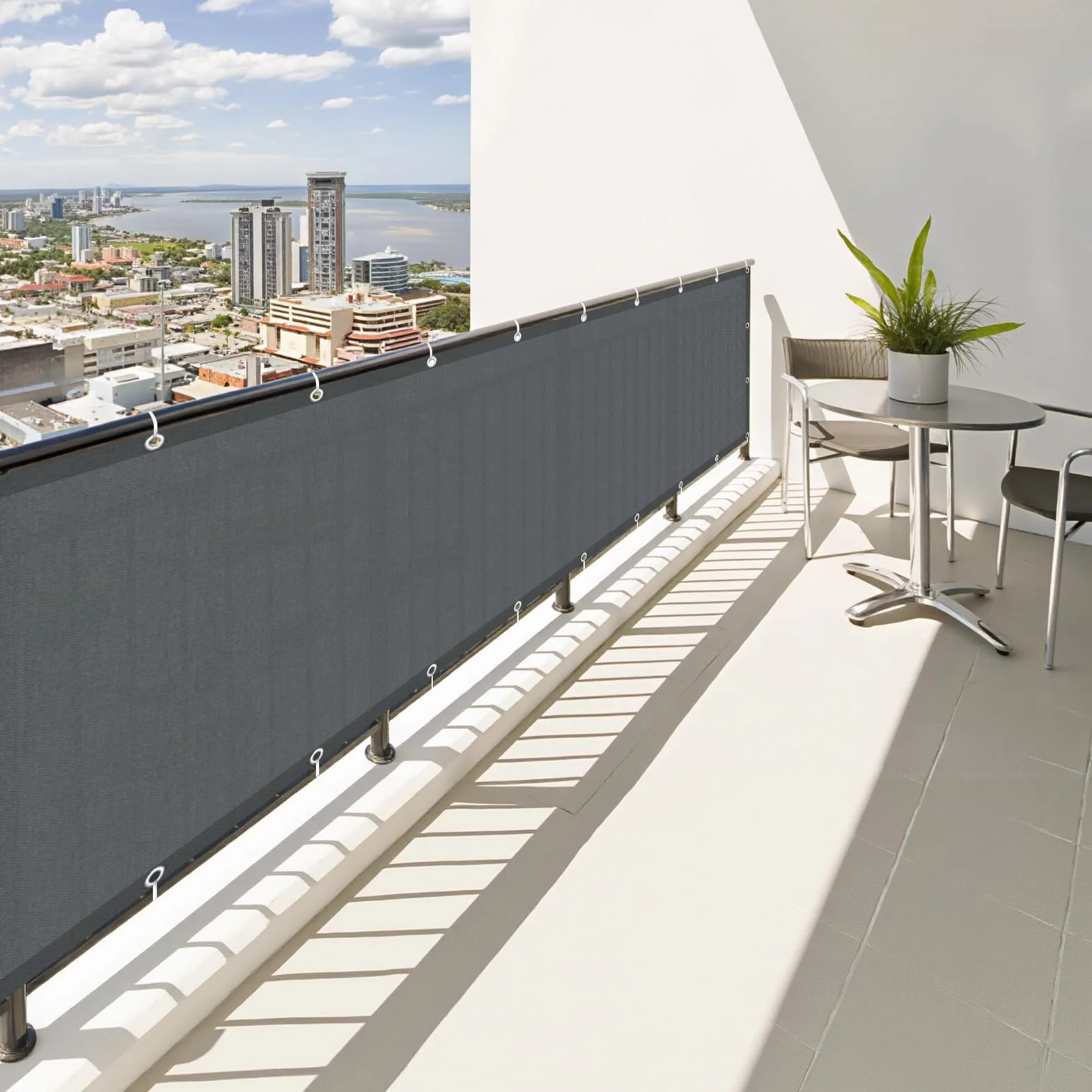 SUNNY GUARD Brise Vue Balcon 100x500cm Cache Vue Balcon Protection UV Imperméable Anthracite Foncé