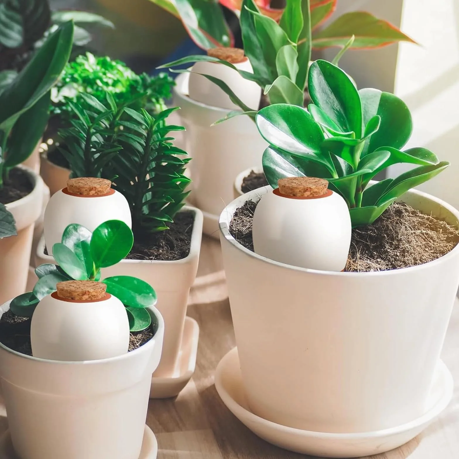 Oyas A Planter Terre Cuite Lot de 4 Ollas Arrosage Automatique pour Plante Intérieur Extérieur Cône en Argile