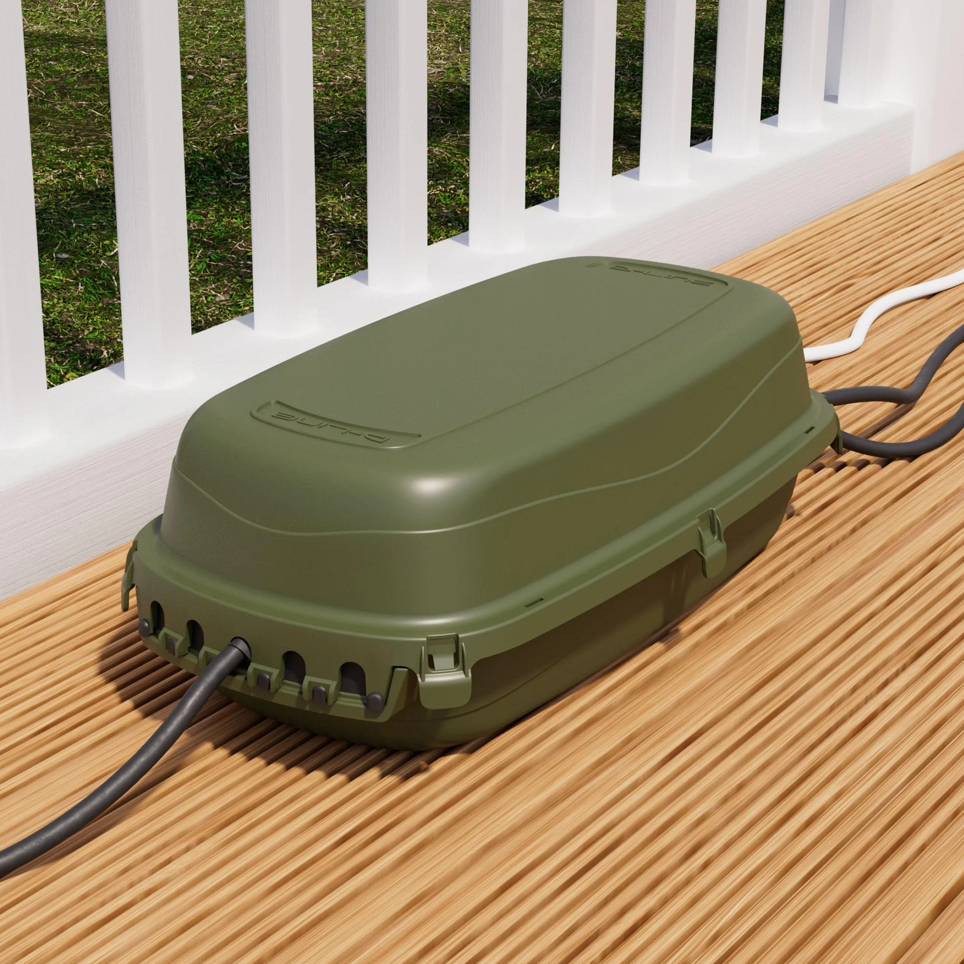 D-Line, Boîtier étanche pour multiprise, Niveau de Protection IP54 - Cotes internes = 290mm (Longueur) x 125mm (Largeur) x 110mm (Hauteur) - Vert
