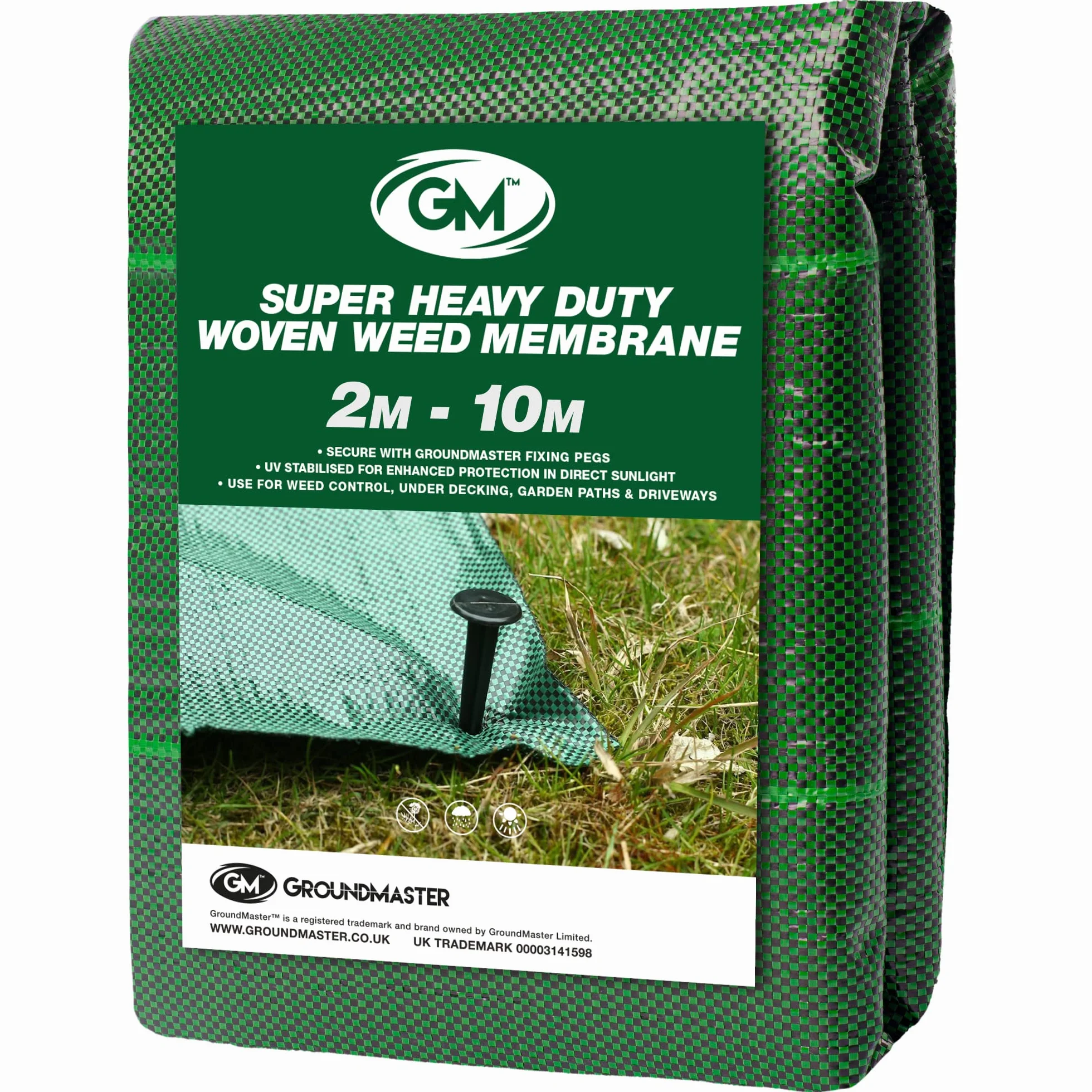 Toile de Paillage 125gsm 2m x 10m Jardin Anti-Mauvaises Herbes Anti UV Verte