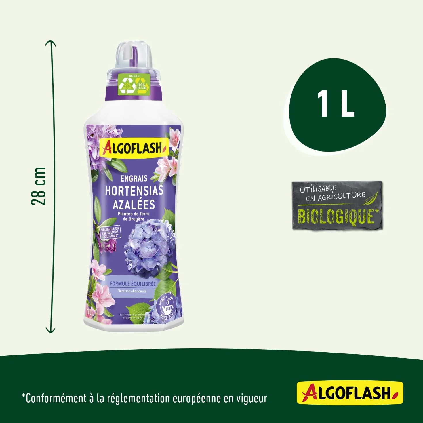 Algoflash Engrais Liquide Hortensias Terre de Bruyère 1 L Agriculture Biologique