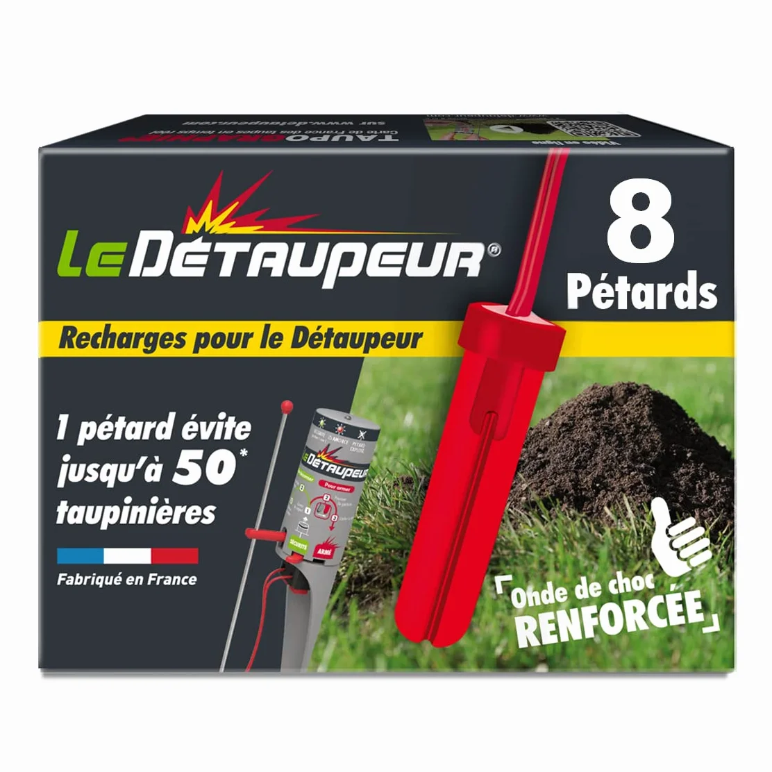 LE DETAUPEUR 8 Recharges Anti Taupes - Kit Complet - Efficace & Puissant - Utilisable Sous La Pluie
