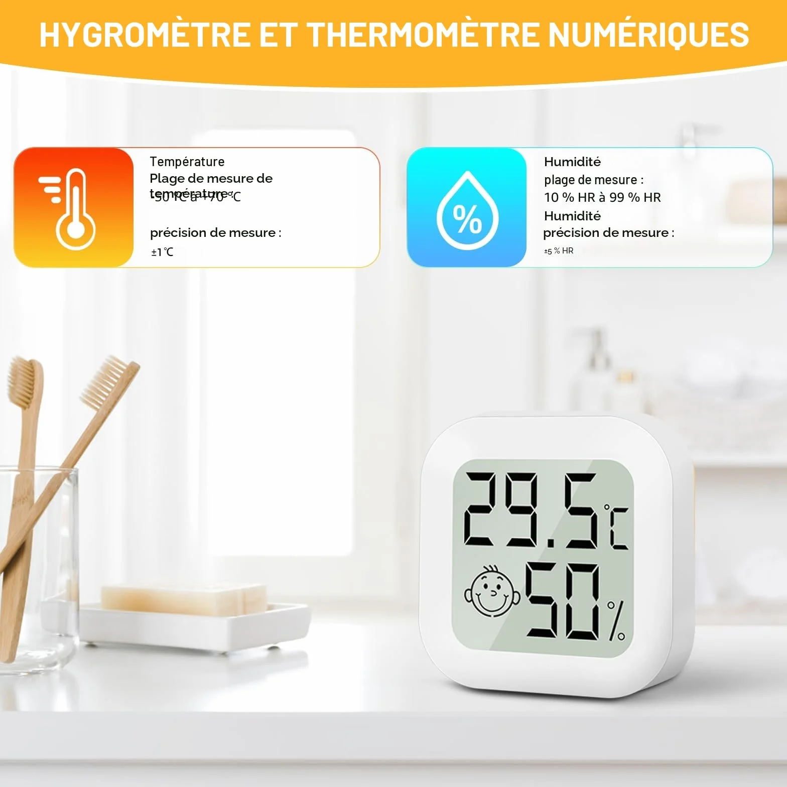 CNMTCCO Thermomètre hygromètre intérieur 4 pièces mini thermomètre digital pour chambre de bébé