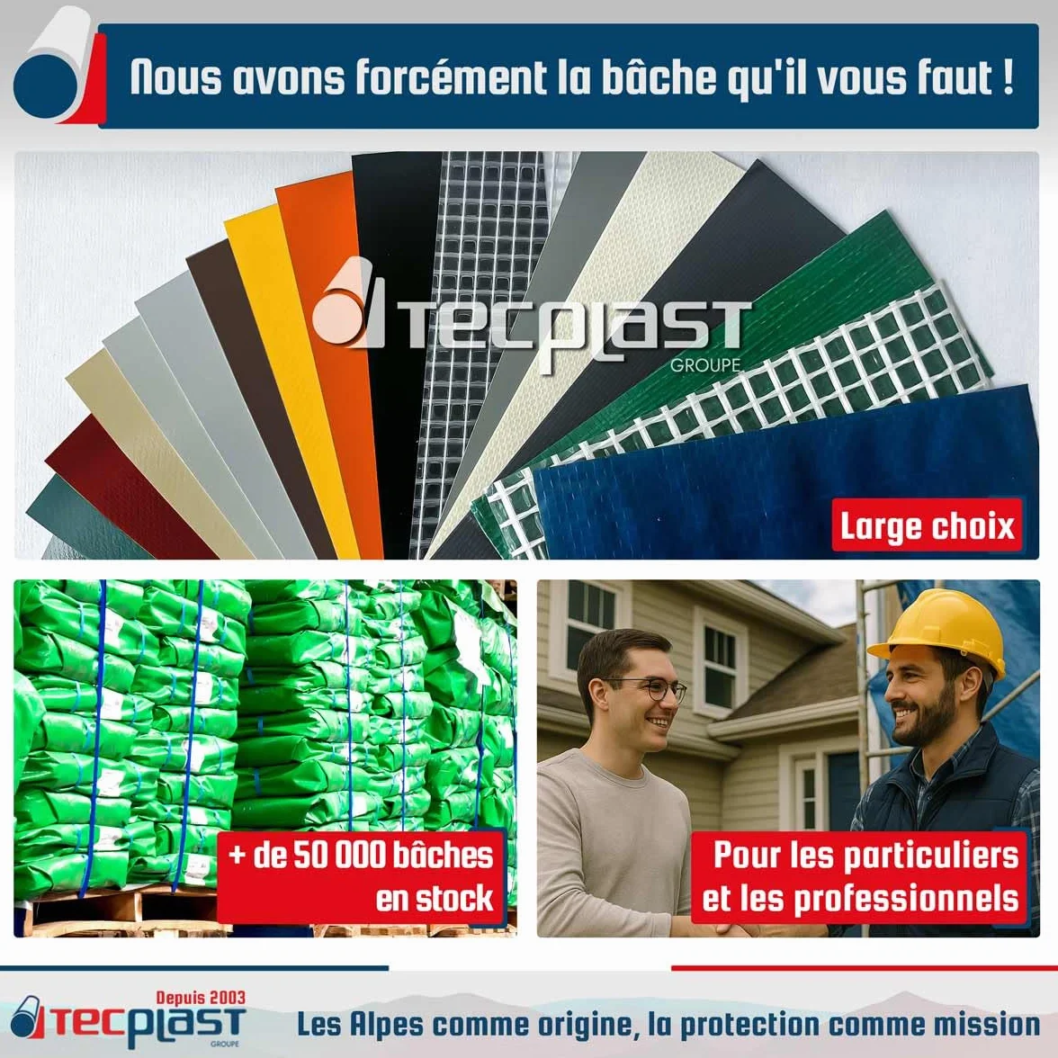 TECPLAST Bâche de Protection 6x10 m SR150MU Bleue et Verte - Haute Qualité - Bâche d'extérieur imperméable avec Oeillets