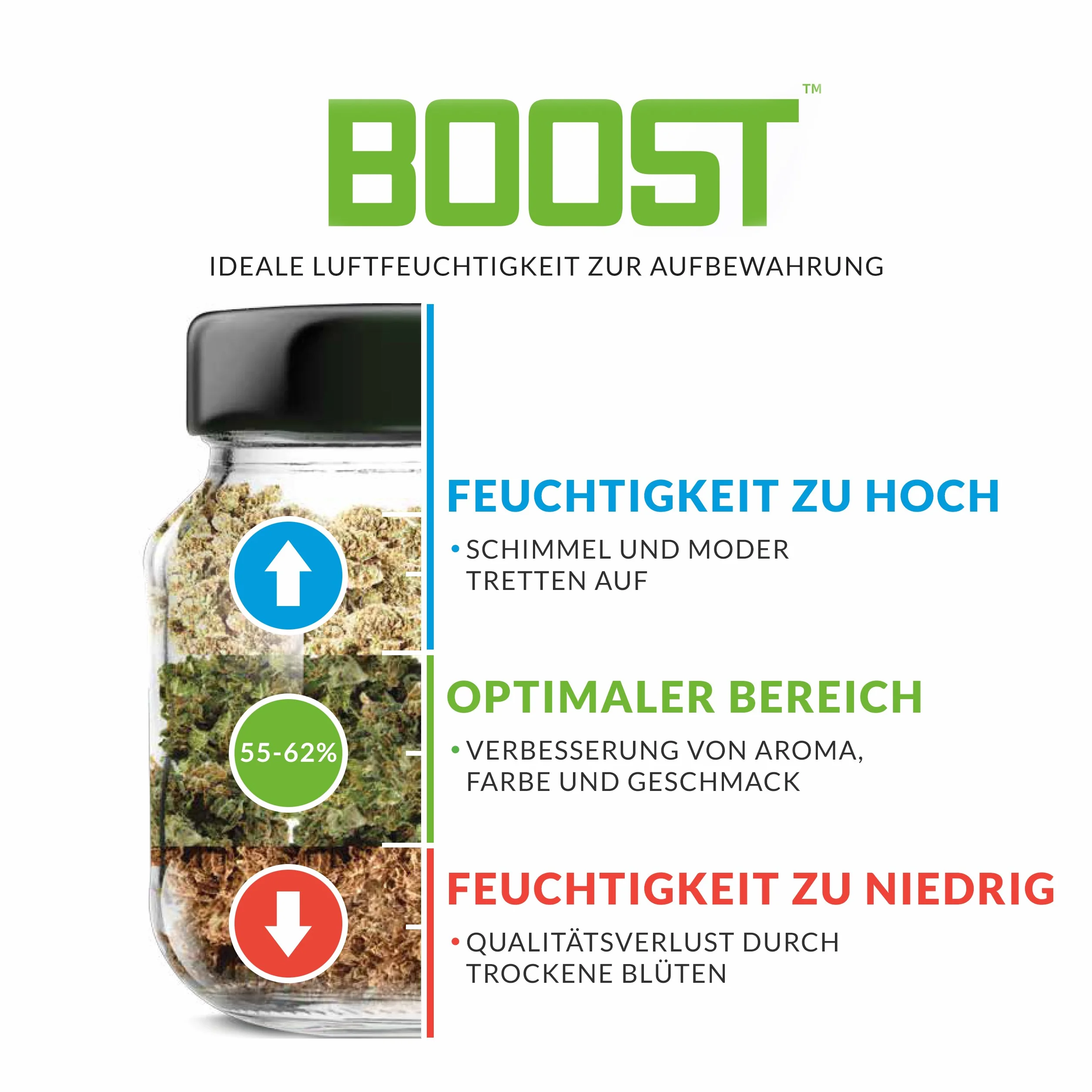 Integra Boost régulateur d'humidité 62% lot de 8 sachets 4 g chacun 2 voies indicateur