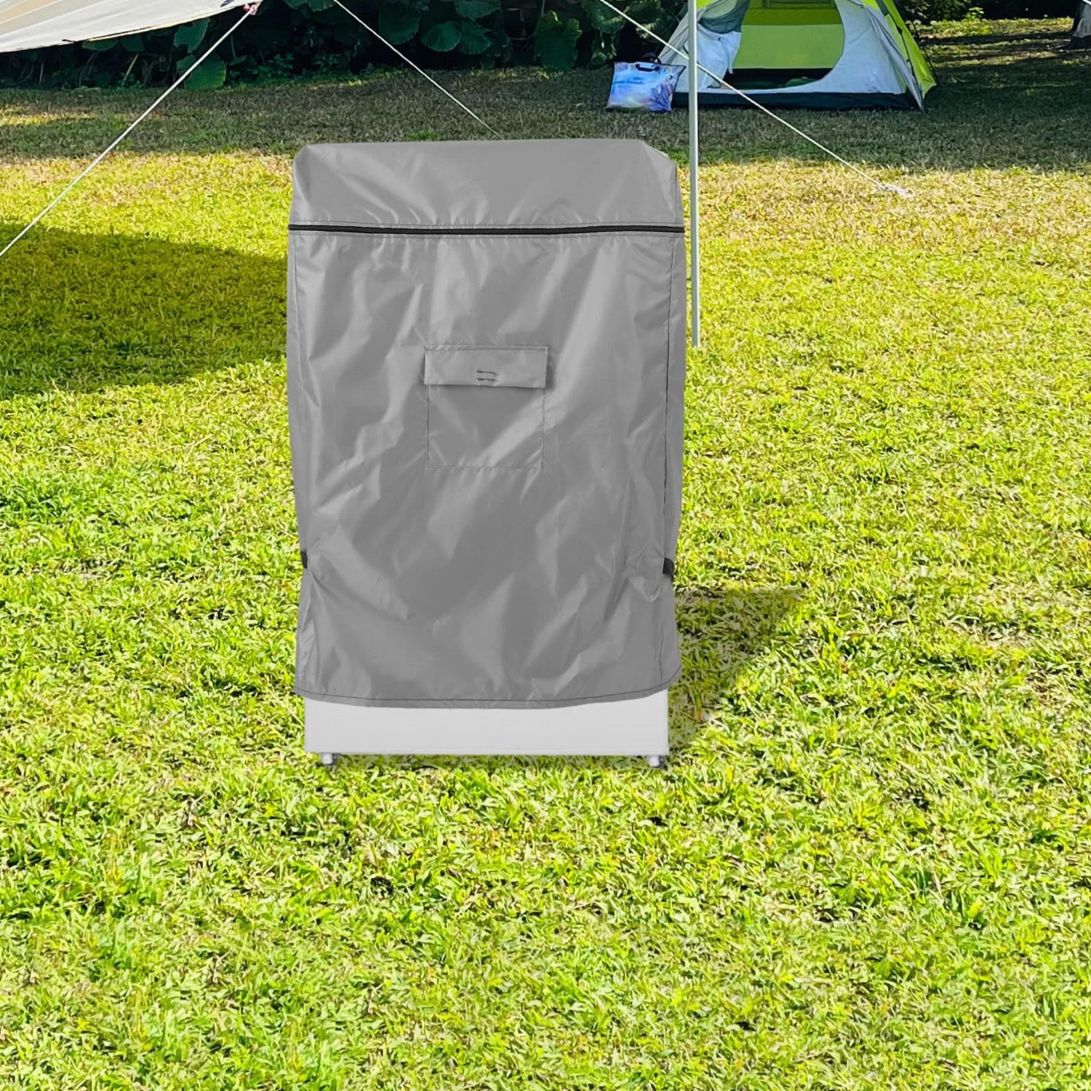 Gadpiparty Housse pour Congélateur Coffre Extérieur Imperméable 210d Gris avec Fermeture Éclair Grande Taille Protection Patio