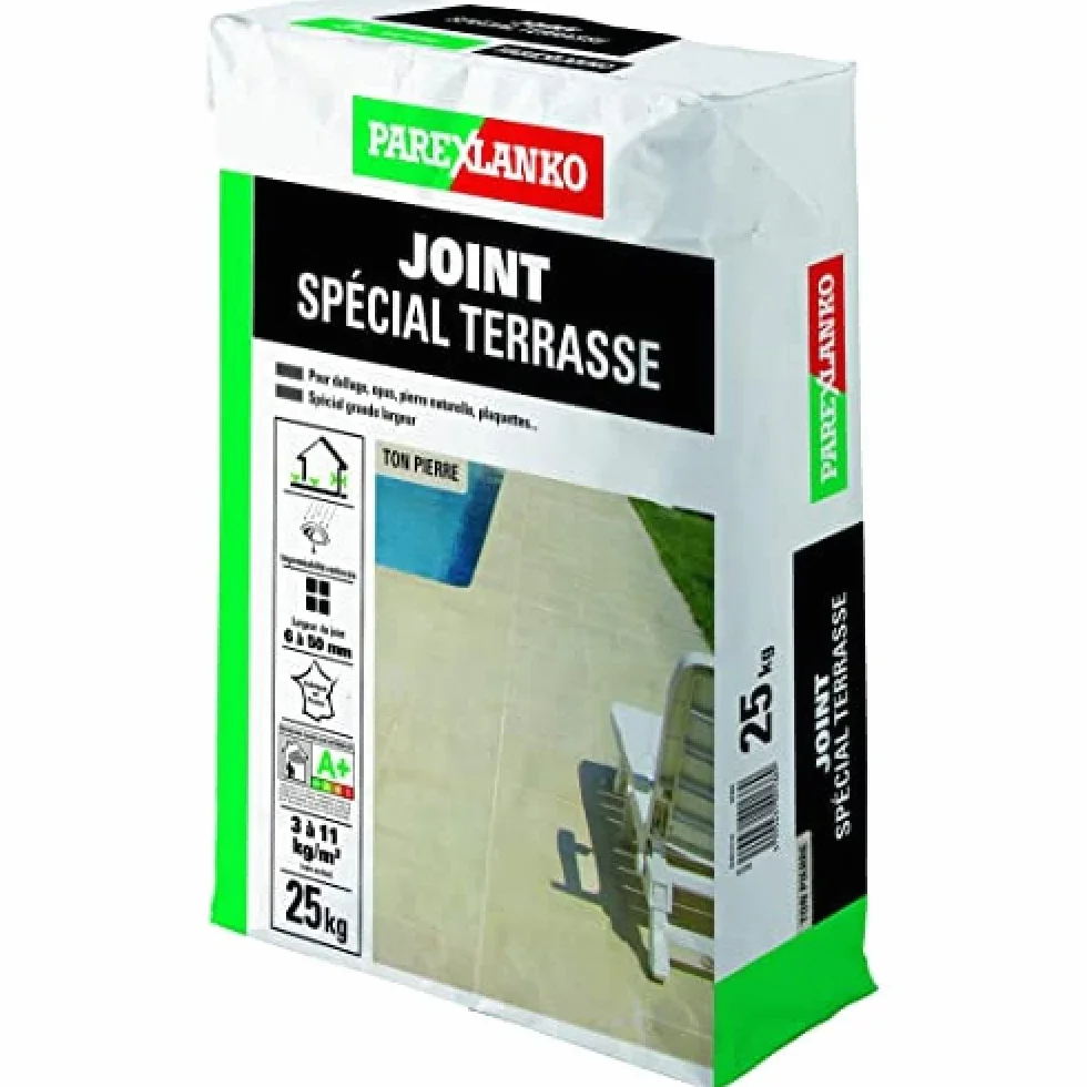 Parexlanko - Joint de carrelage - Joint Spécial Terrasse - Ton pierre - Réalisation de joints larges de 6 à 50 mm sur sol ou mur extérieur - 25kg