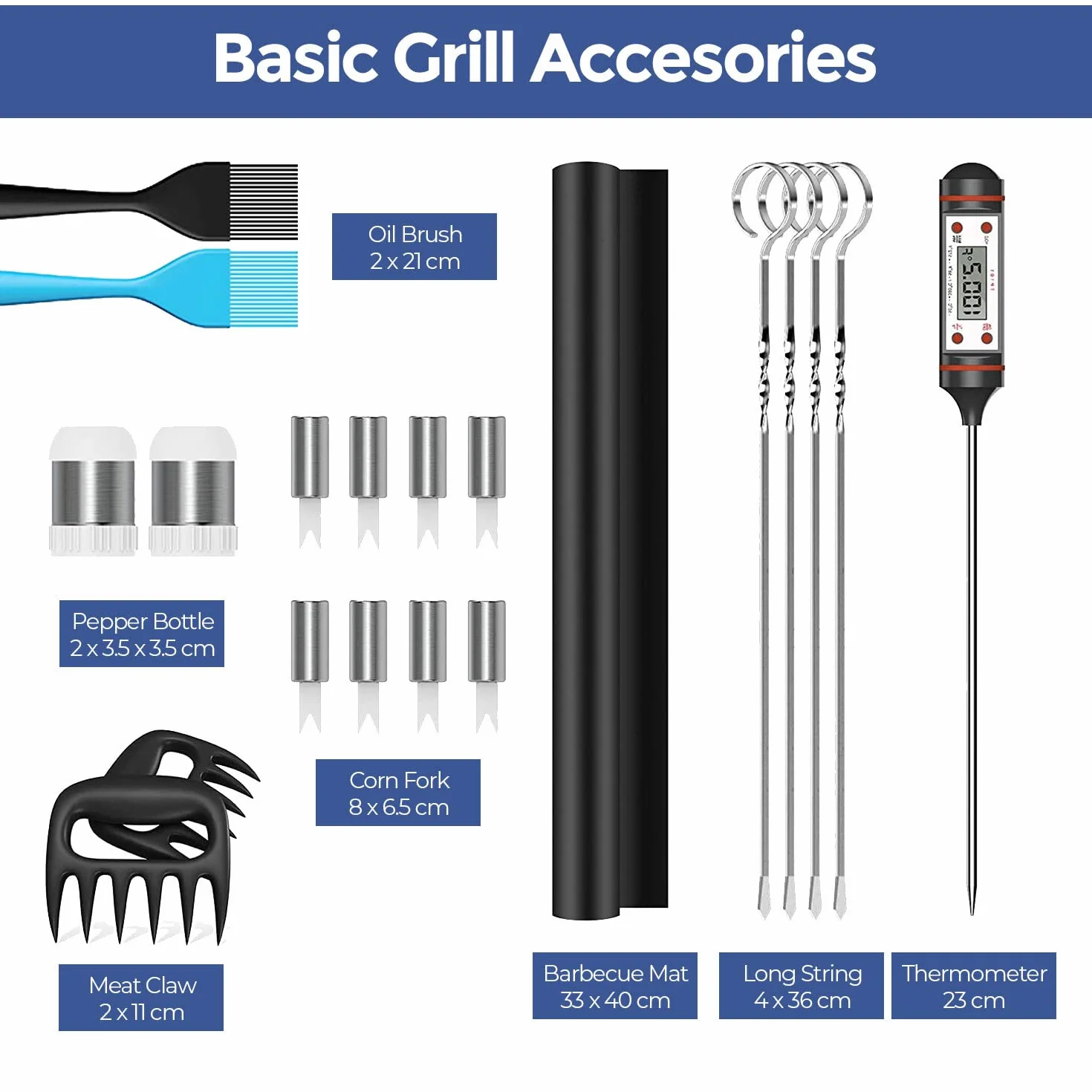 Edihome Kit Barbecue Acier Inoxydable 25 pièces Professionnel