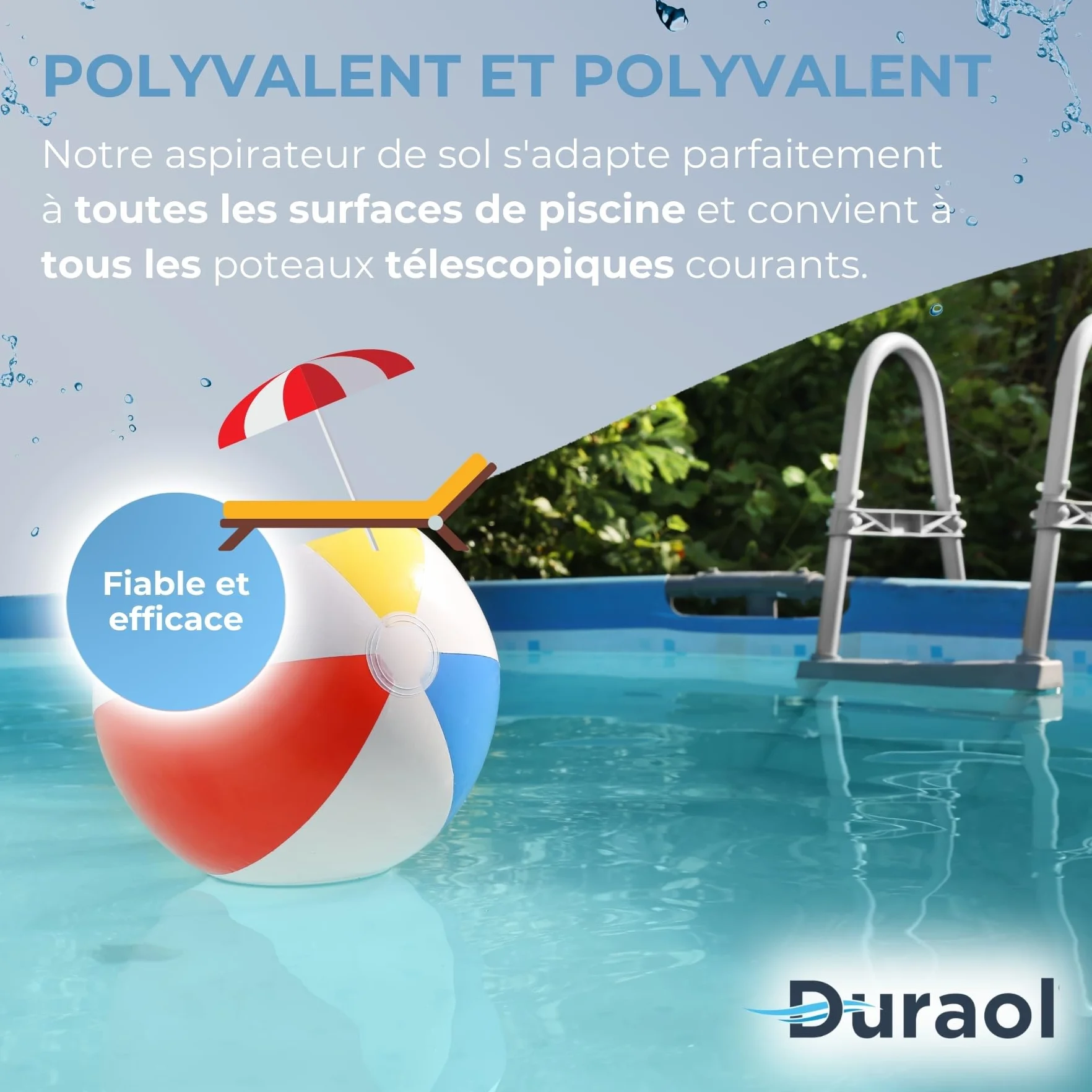 Aspirateur de sol de piscine Deluxe avec brosse pour perches télescopiques