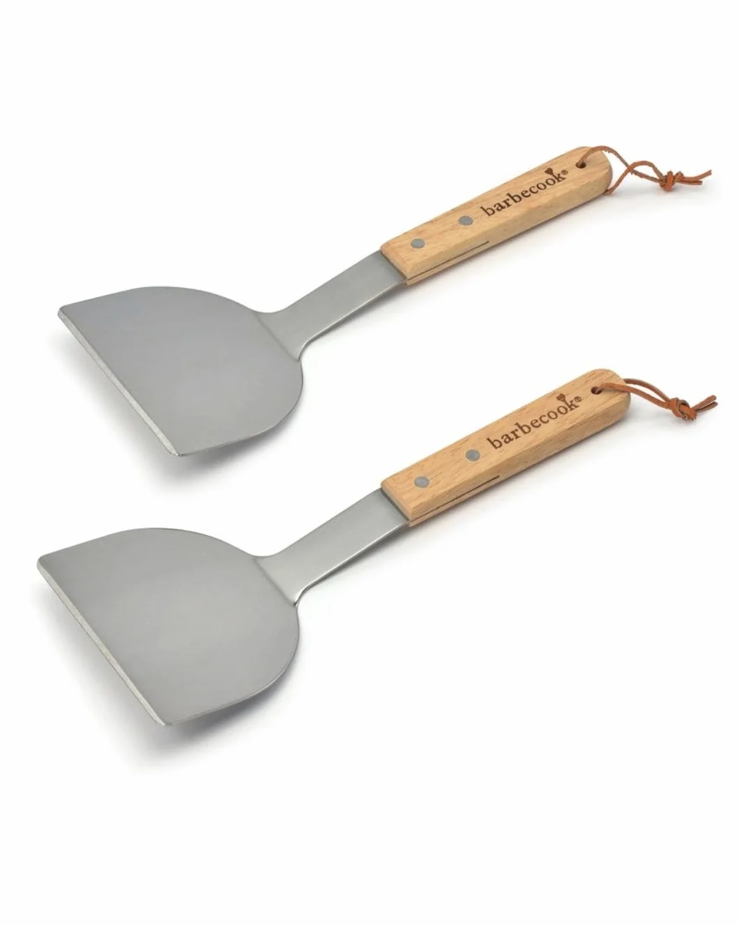 Barbecook Lot de 2 Spatules à Plancha, Acier Inox/Bouleau FSC 31 x 1 x 14 cm, Argent