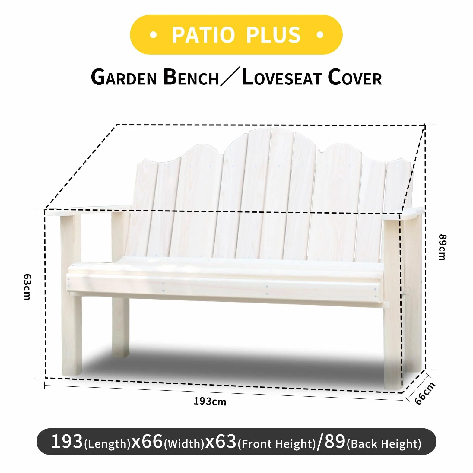 Housse imperméable banc jardin 4 places 193 x 66 x 63/89 cm vert