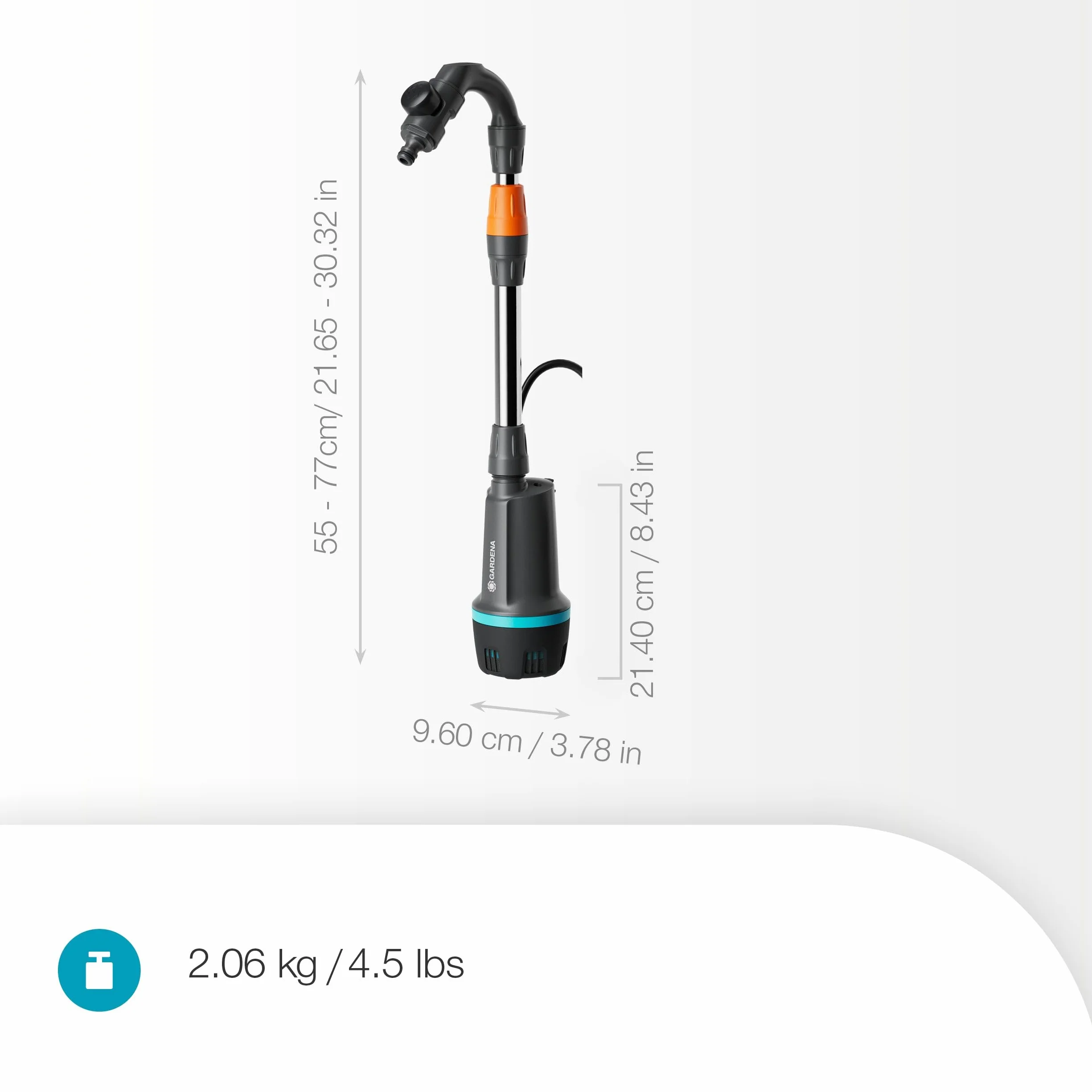 Gardena Pompe pour collecteur d'eau de pluie 2600 Comfort 18V P4A - sans chargeur ni batterie: Programmation de l'arrosage, Fonction minuterie, S’adapte à votre réservoir d’eau (14604-55)