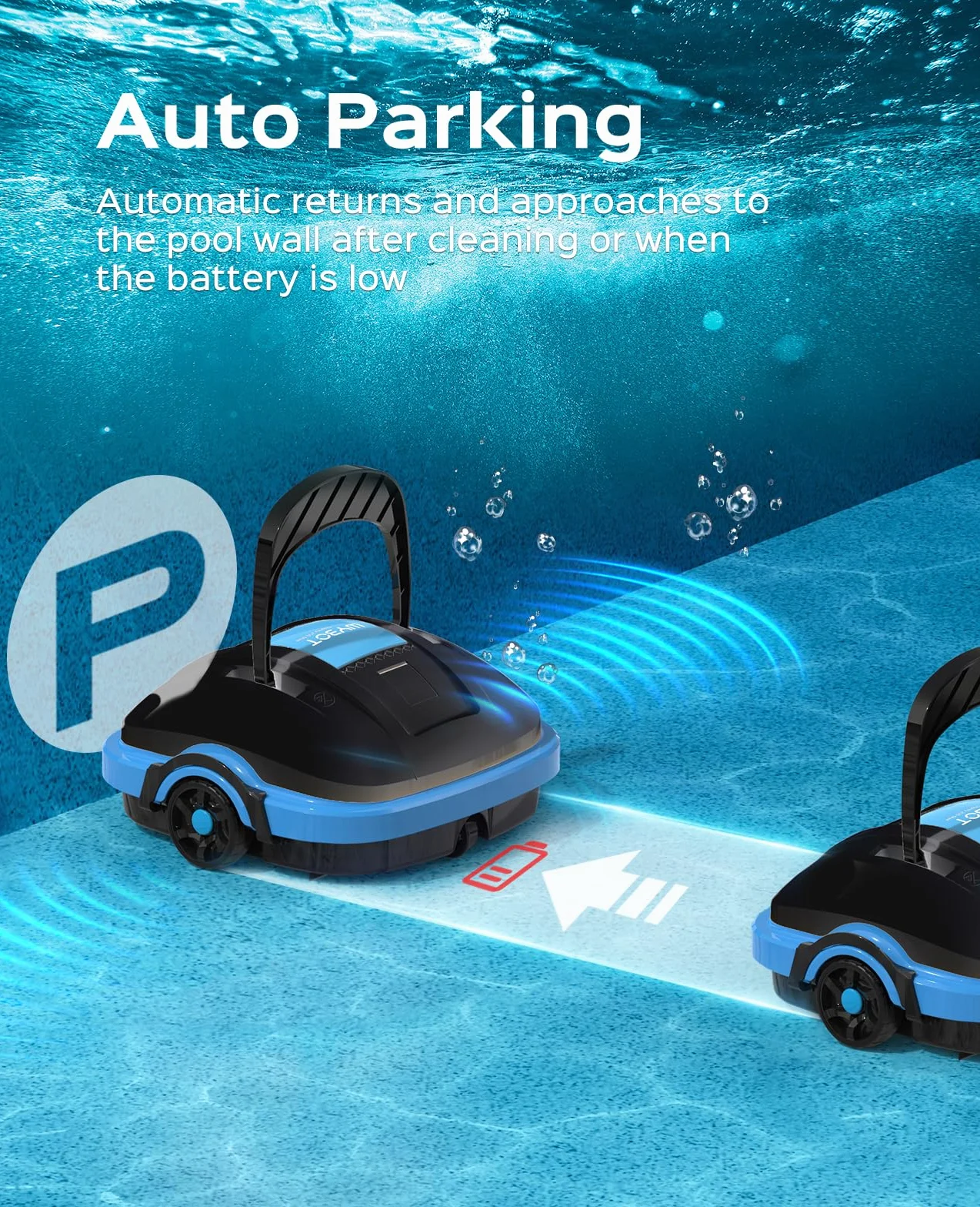 WYBOT Osprey 200 Robot Piscine sans Fil, Aspirateur Automatique Moteurs Doubles, Filtration 180 µm, pour Piscines Hors Sol 50m² Noir