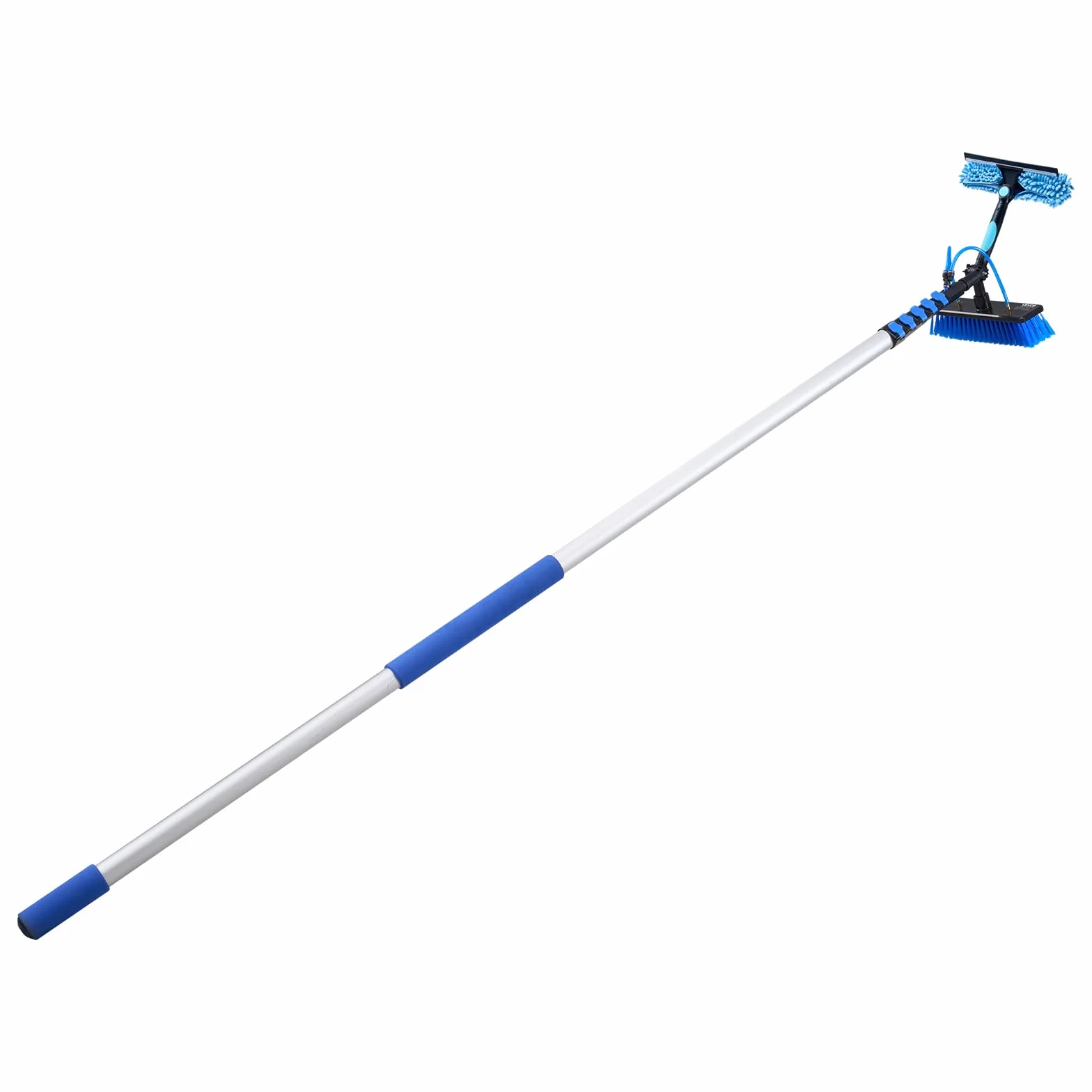 VEVOR Kit Nettoyage pour Panneaux Solaires 10 m Brosse Télescopique Nettoyage à Passage Eau Perche Alliage Alu pour Panneaux Solaires sur Toit, avec Tête de Brosse Rotative 180°, Distributeur de Savon