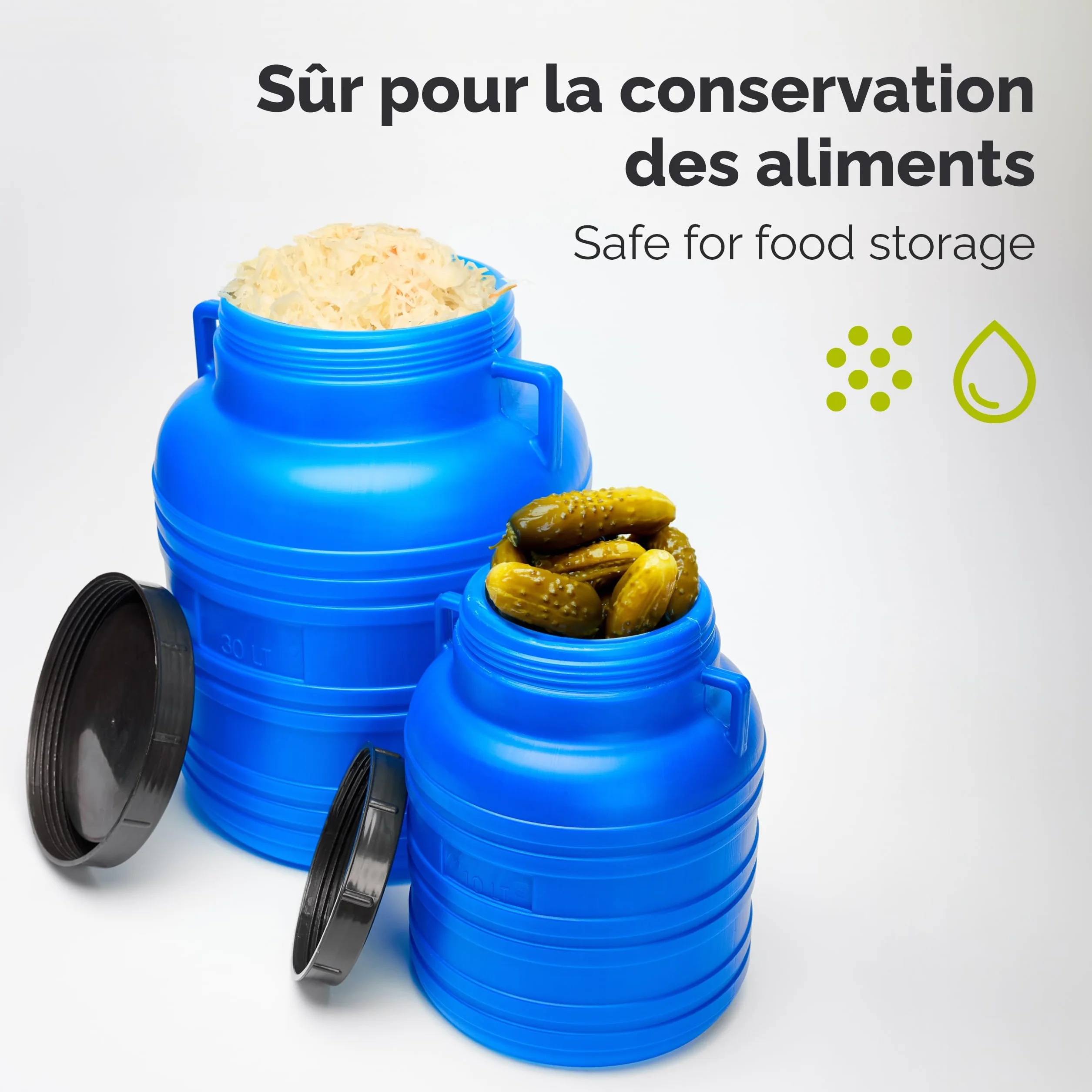 Garronda Lot de 2 Réservoir d'Eau 30 L, Baril Alimentaire HDPE sans BPA, Tonneau de Jardin GD-0078