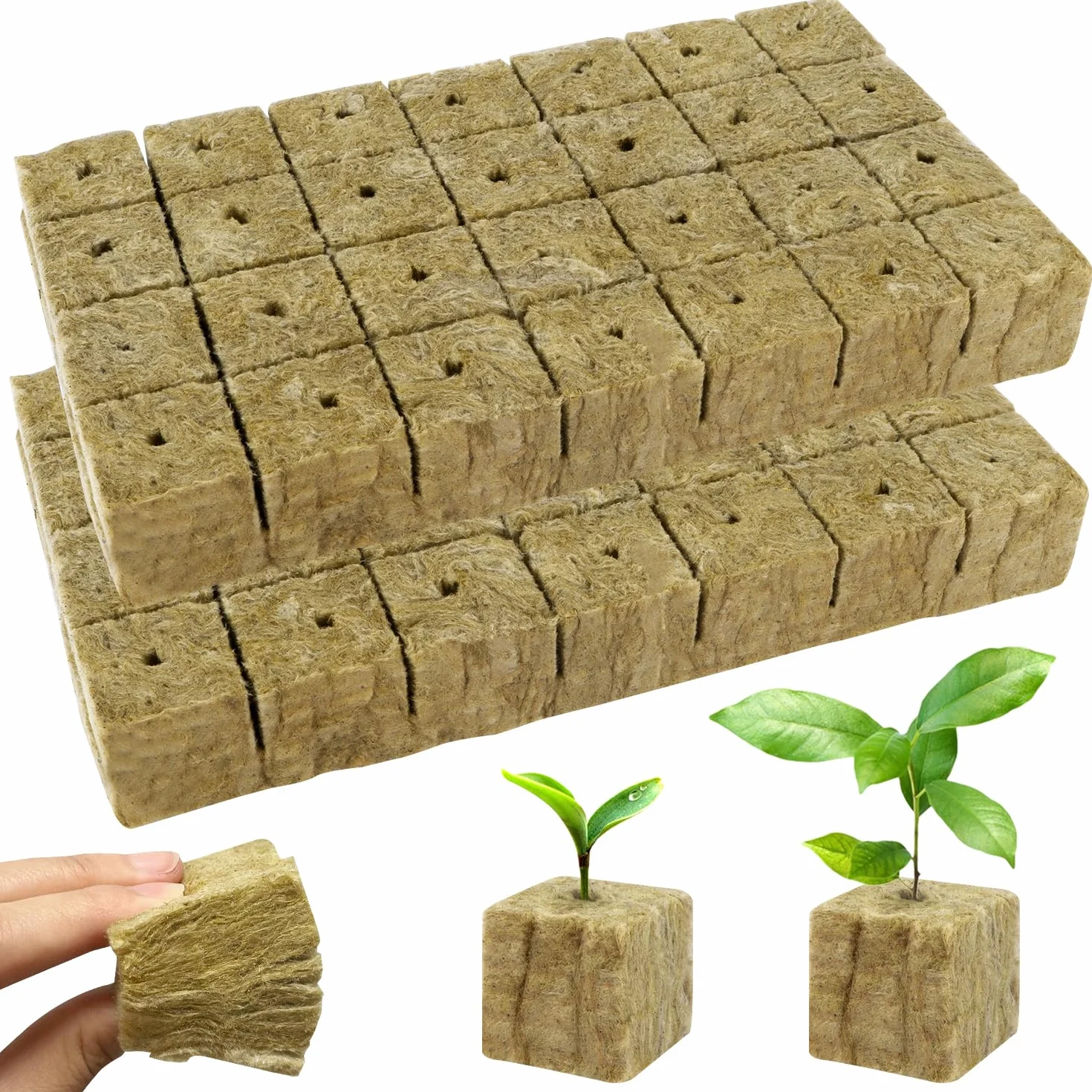Blocs de Culture en Laine de Roche Hydroponique 56pcs Cubes pour Bouturage
