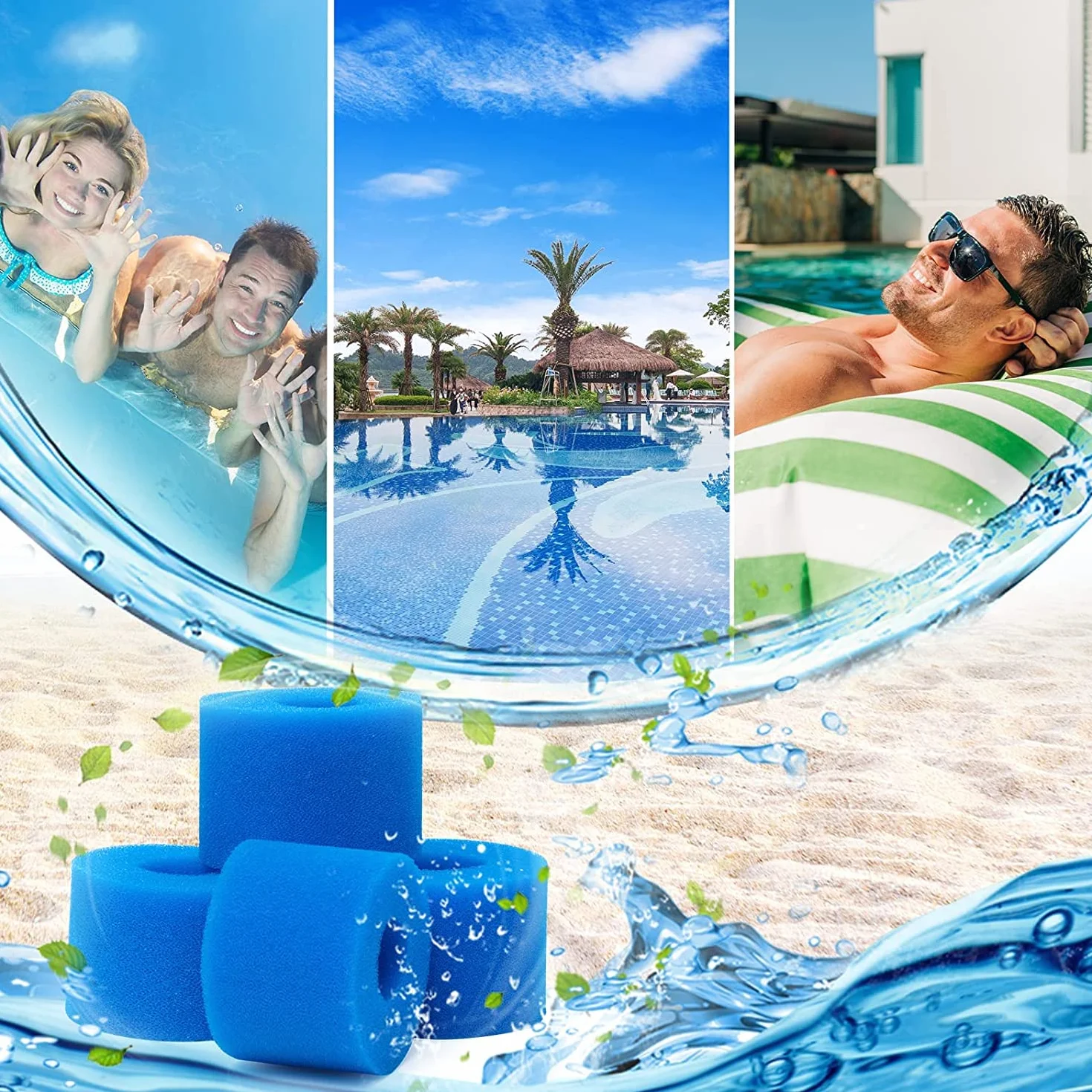 Filtres de Piscine en Mousse pour Intex Type S1 - Lot de 4 Réutilisables et Lavables